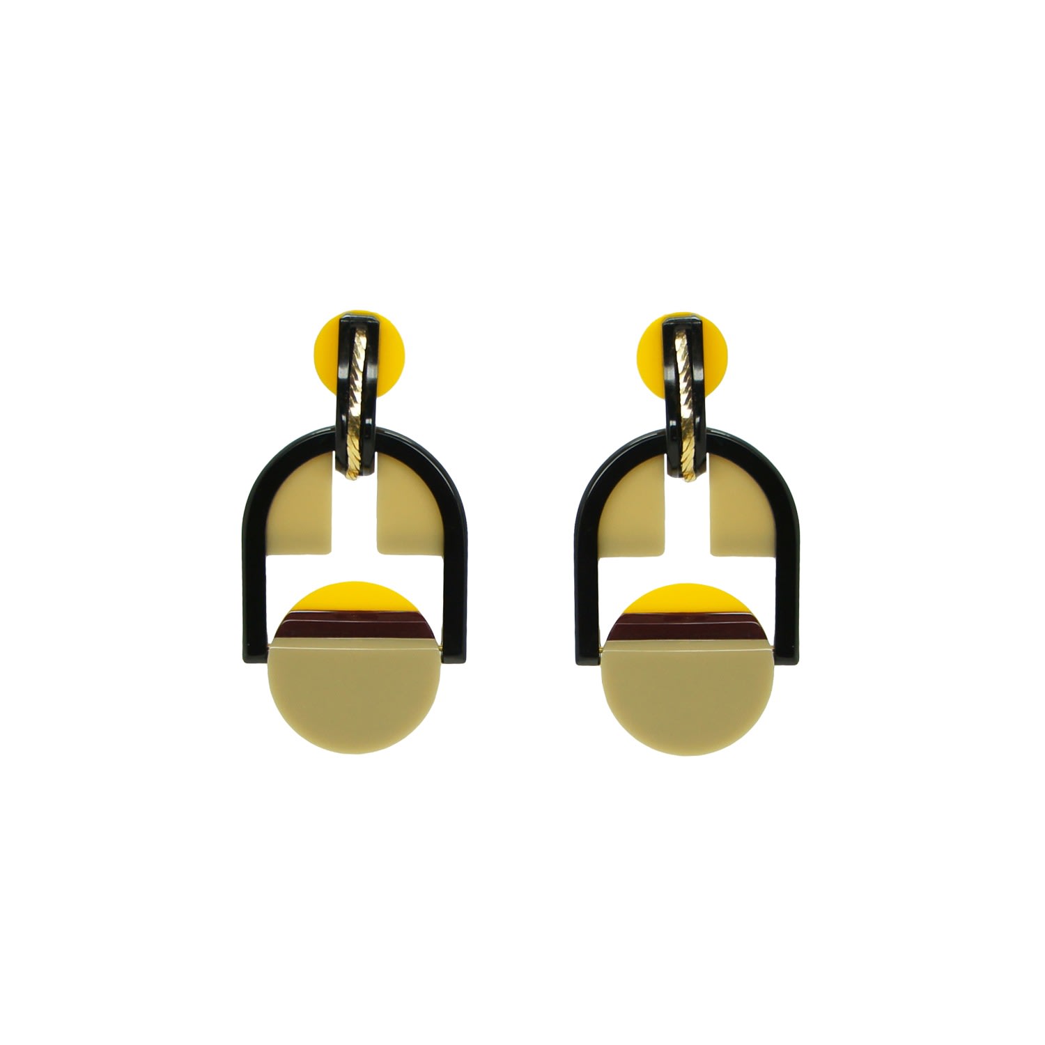Gissa Bicalho Women's Yellow / Orange Acrylic Handmade Earring Tri-color/ Yellow