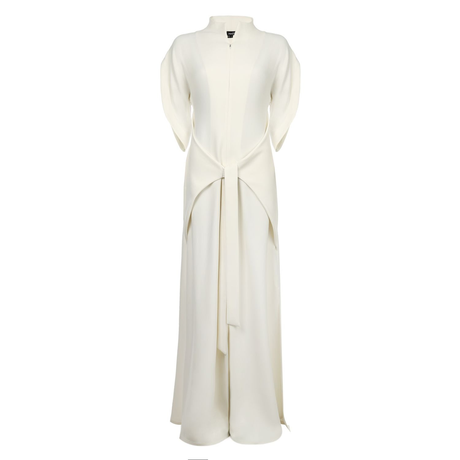 Monosuit Women's Neutrals Ivory Short Sleeve High Neck Wide-leg Japanese Kimono Jumpsuit Lea In White