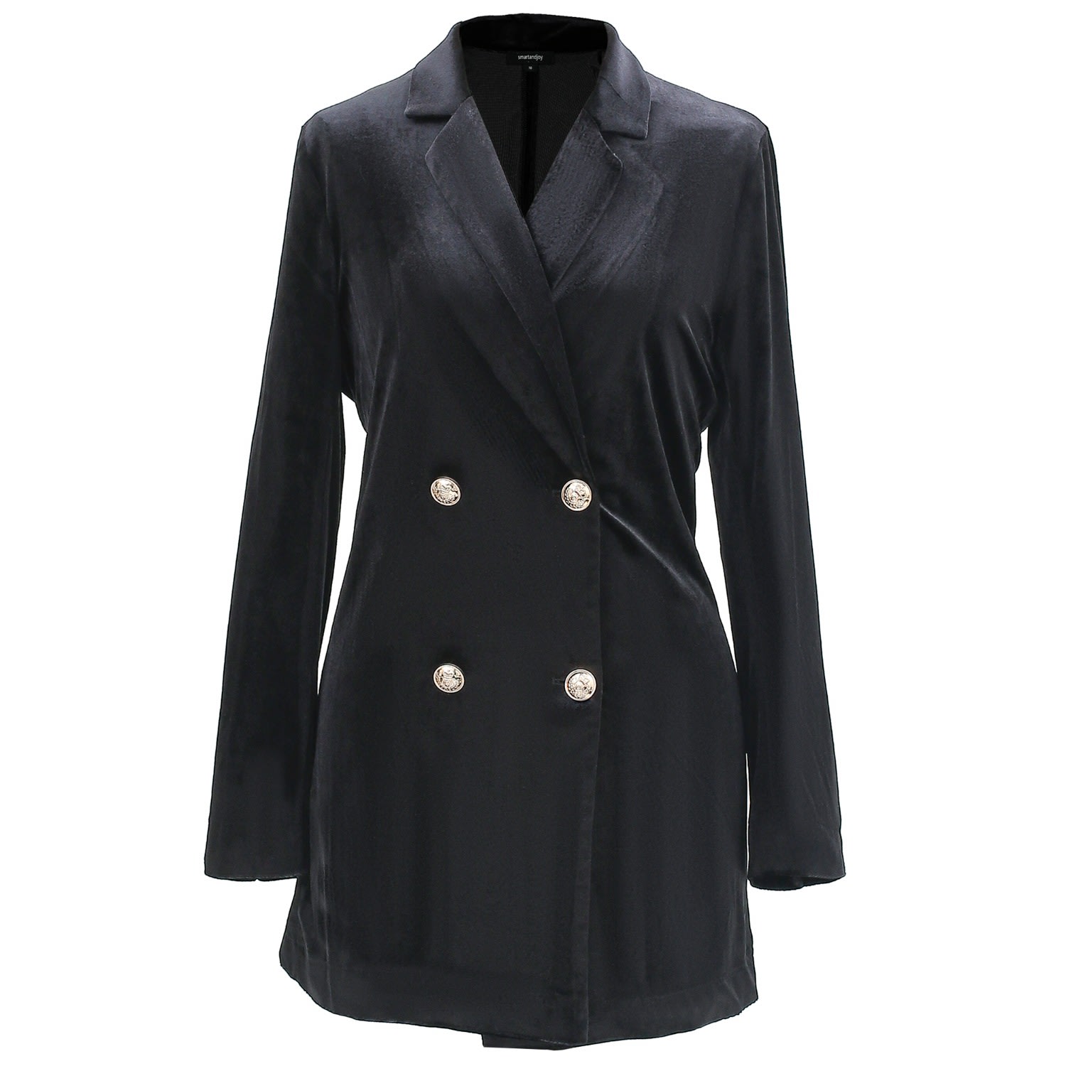 Smart And Joy Women's Black Double Buttoning Velvet Jacket In Black