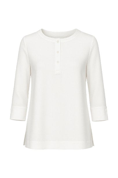 Conquista Women's Neutrals Button Detail Top In Crepe Fabric In Sand