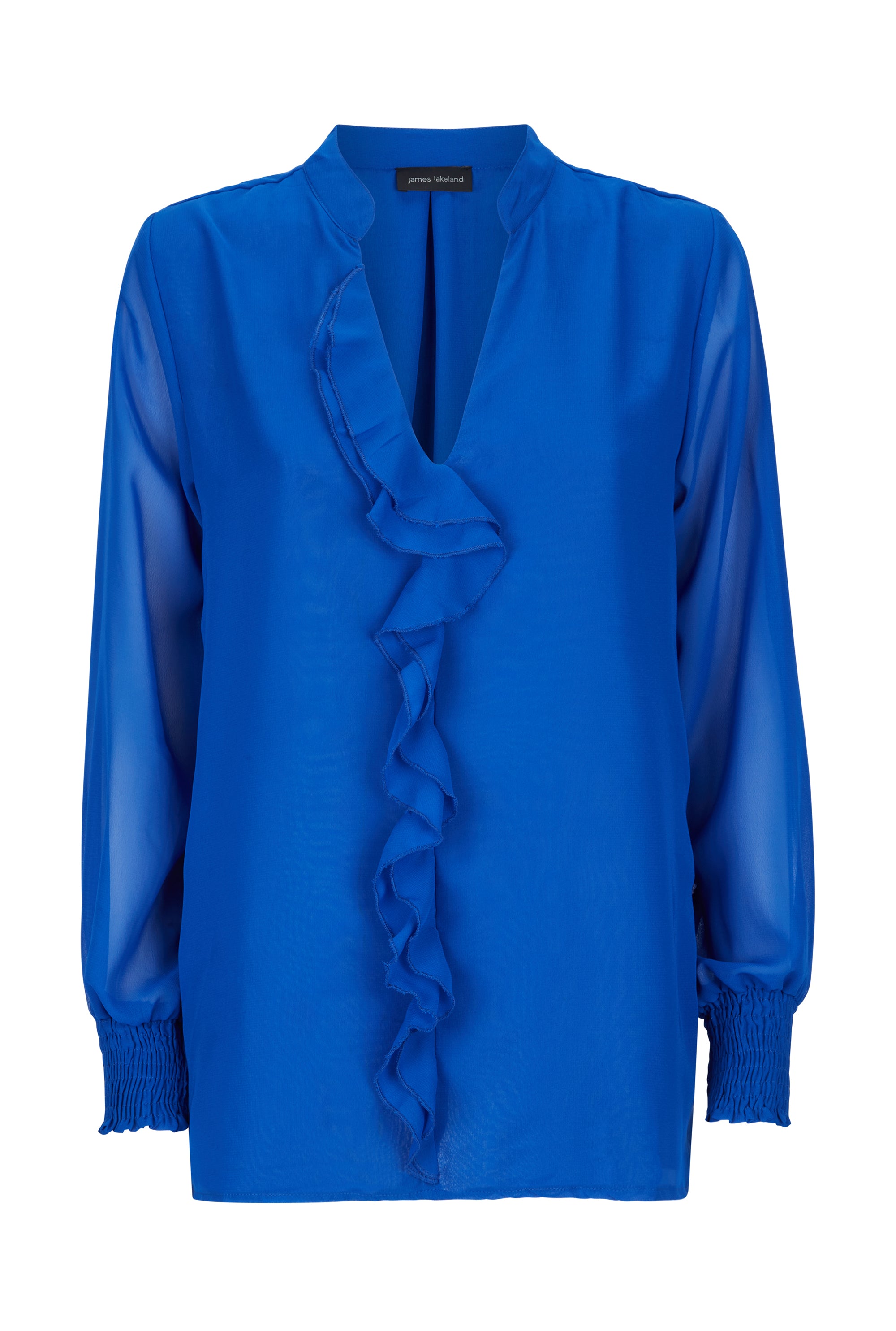 Women’s Chiffon Ruffle Blouse - Blue Small James Lakeland