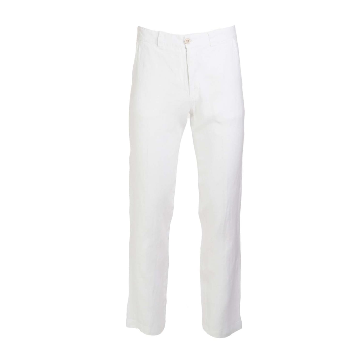 Haris Cotton Men's Classic Fit Linen Pants White In White