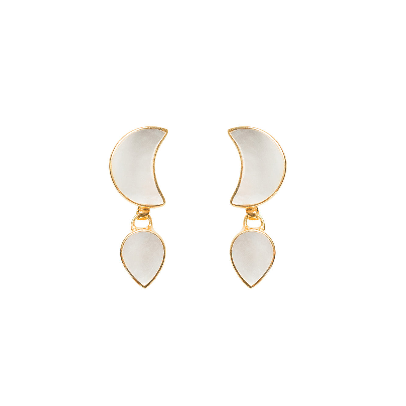 Freya Rose Women's Gold / White Petite Moon Earrings, Gold