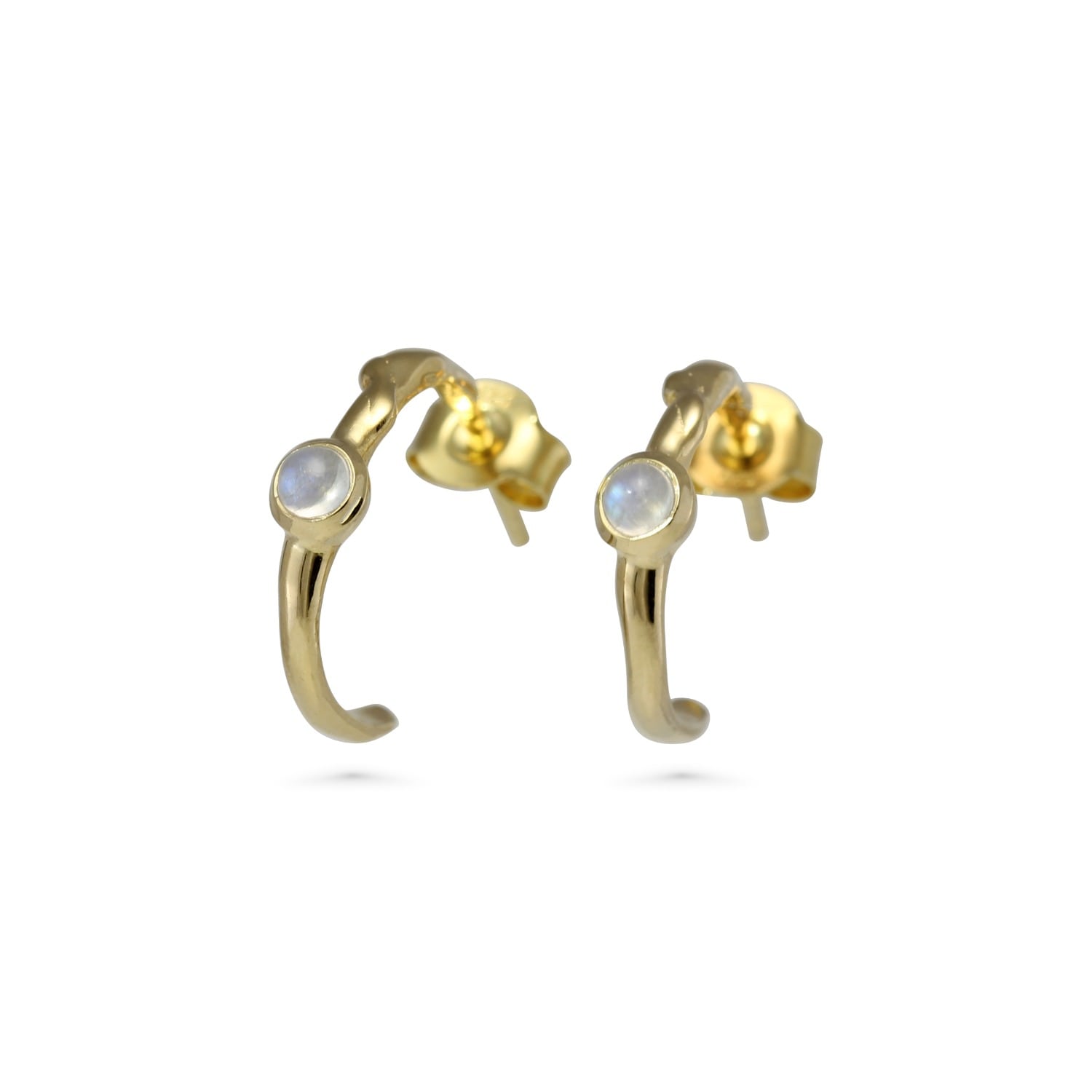 Isla Silver Women's Rainbow Moonstone Gold Huggie Hoop Earrings