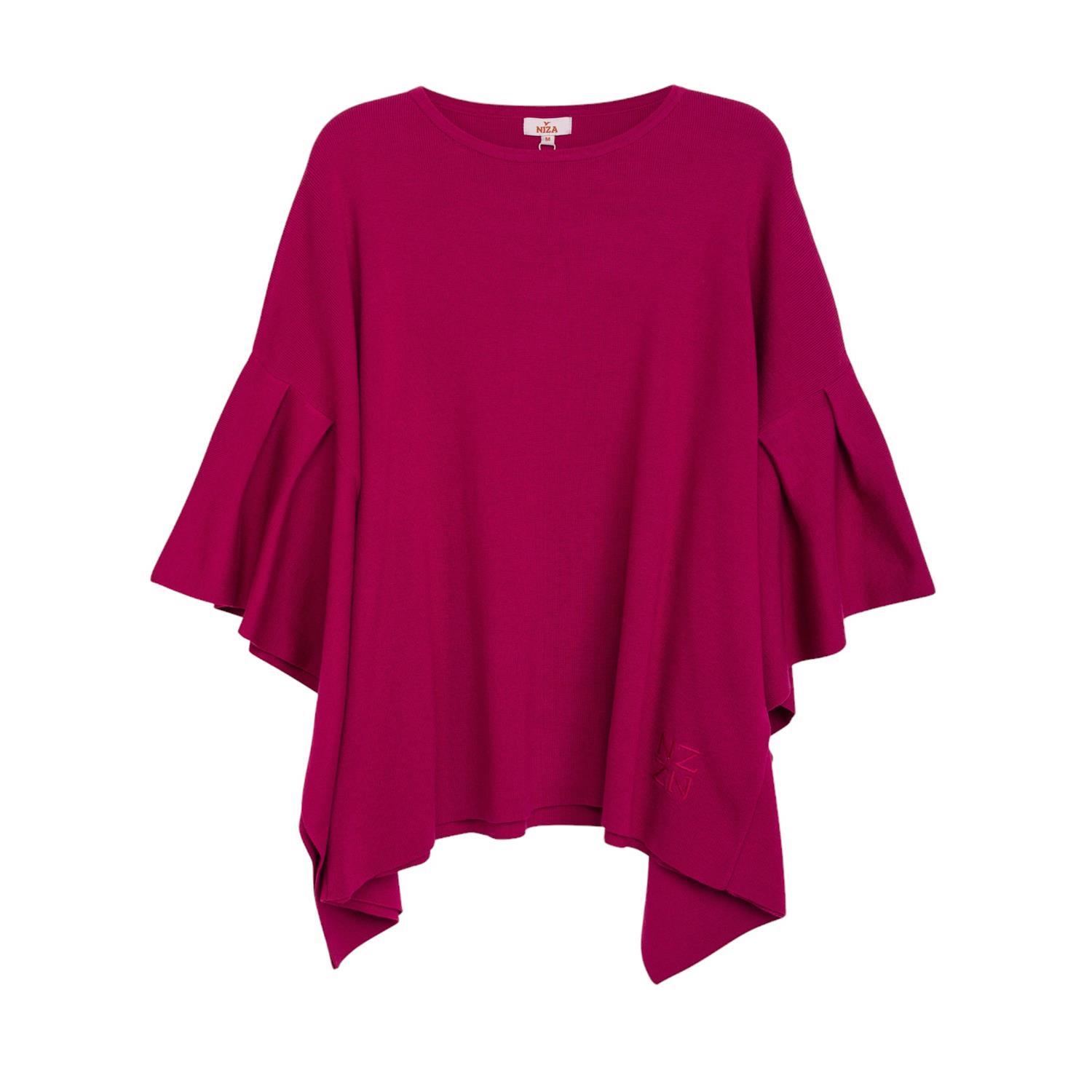 Women’s Pink / Purple Oversize Poncho Style Sweater Pink Extra Large Niza