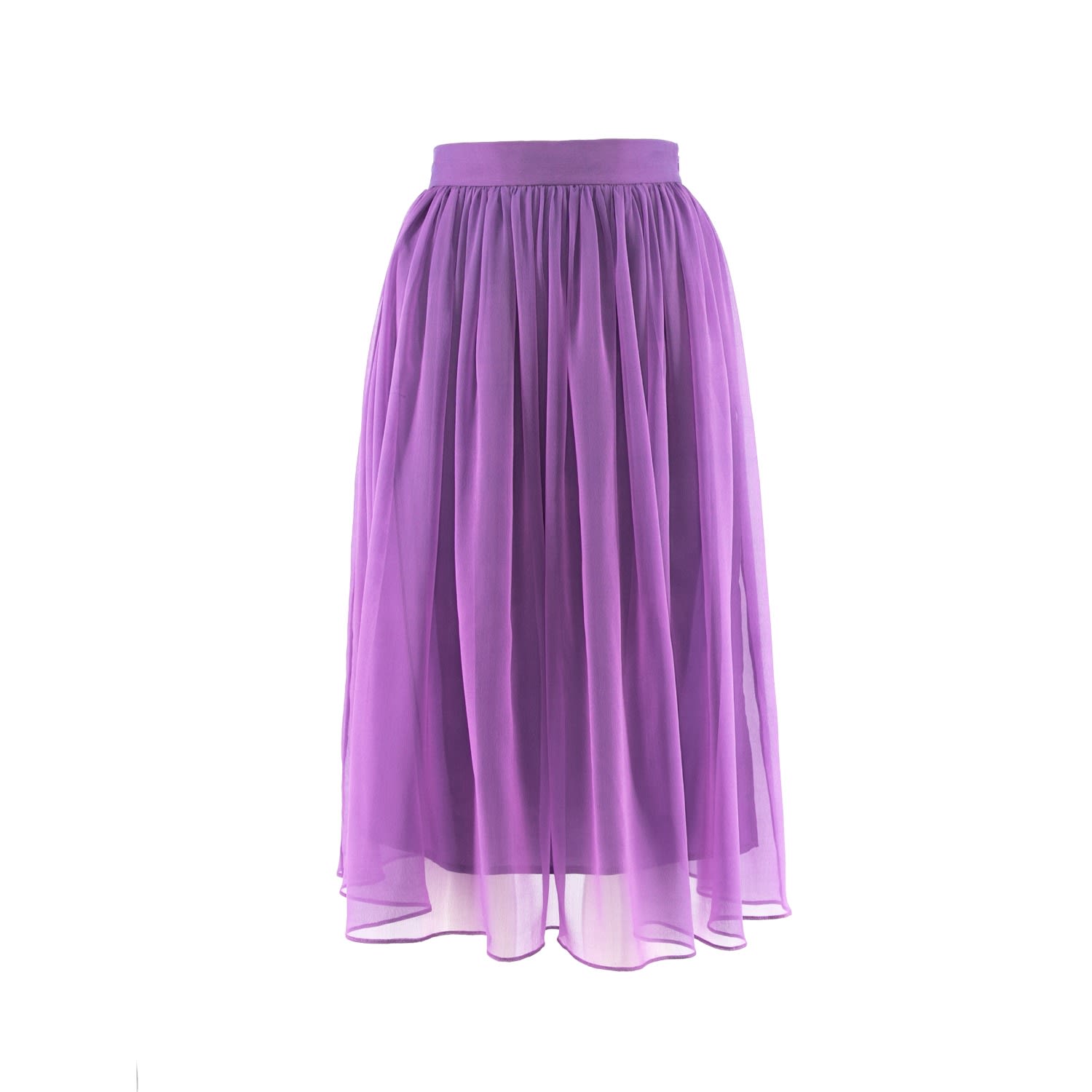 Women’s Pink / Purple Silk Chiffon Mid-Length Skirt In Lavender Small Noria Anis