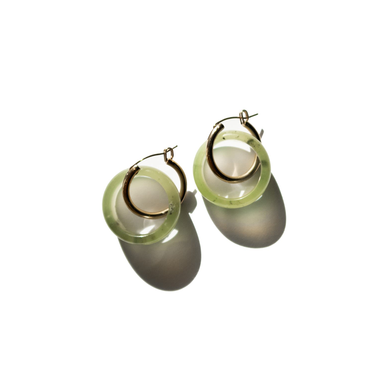 Seree Women's Gold / Green Amelie Skinny Jade Stone Hoop Earrings - Green In Green