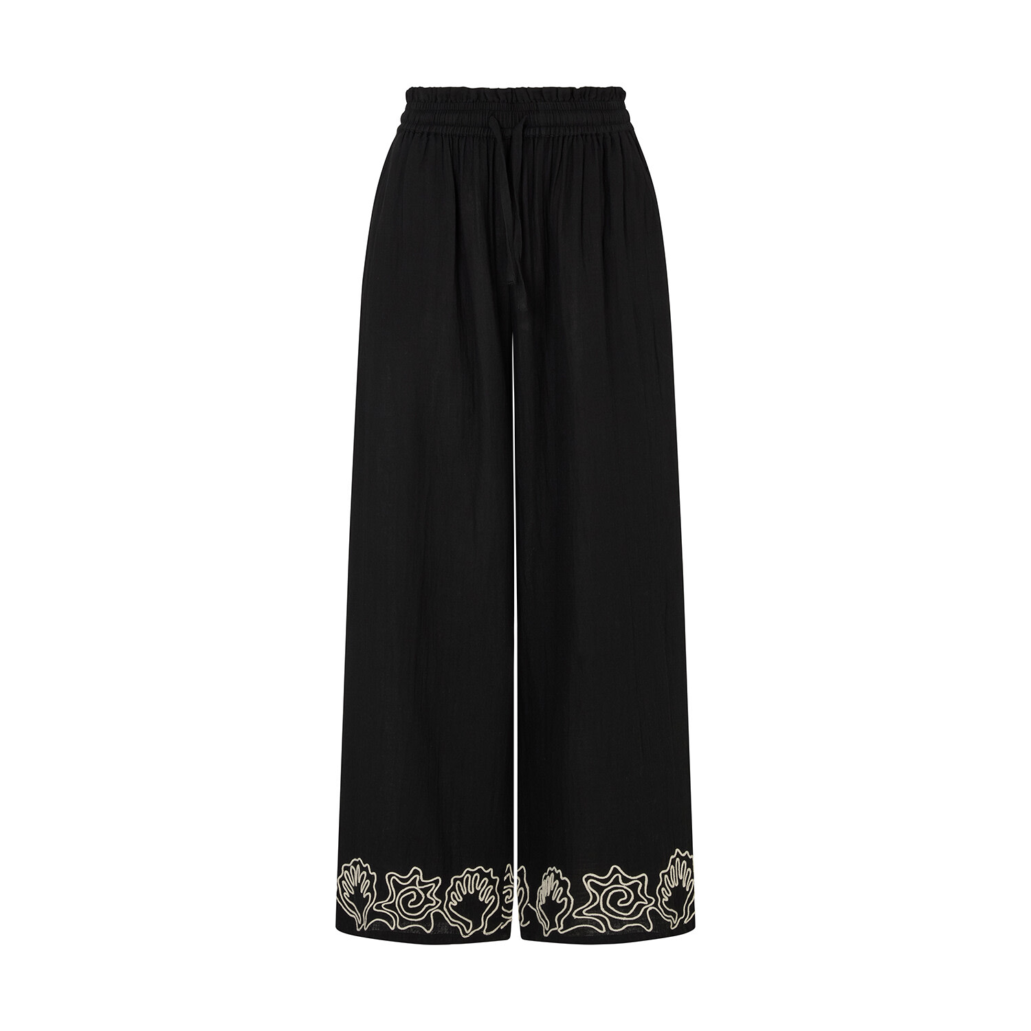 Raffya Farrah Wide Leg Jacquard Trouser In Black