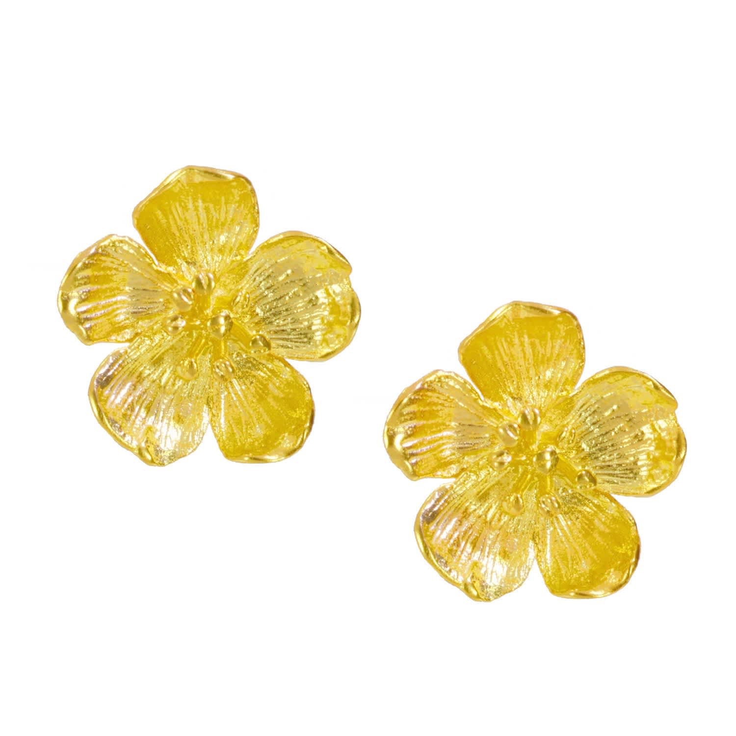 Buttercup Crescent Post Earrings - Floral Fine Jewelry