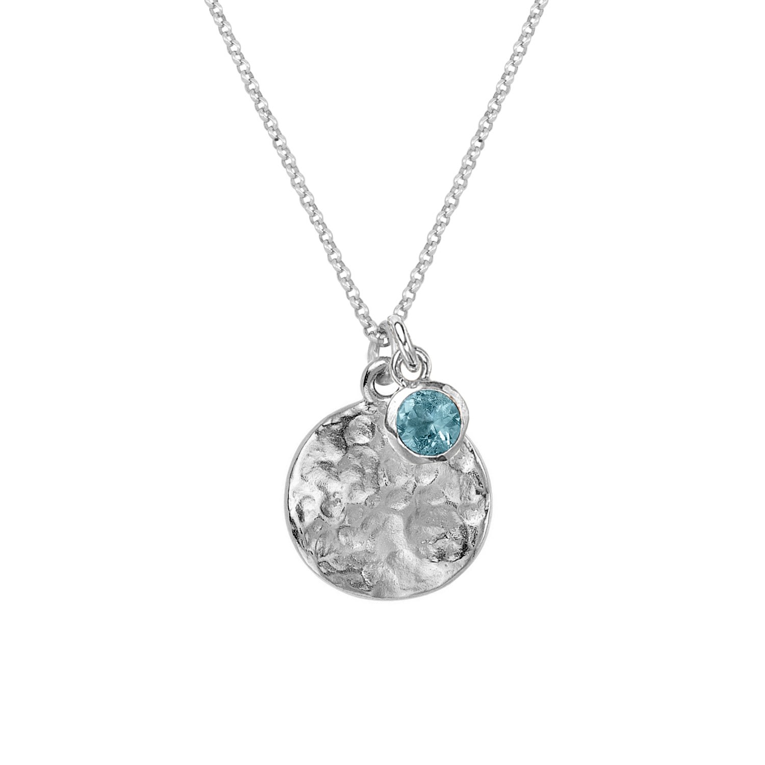 Dower & Hall Men's Hammered Disc & Blue Topaz Array Pendant In Silver In Silver