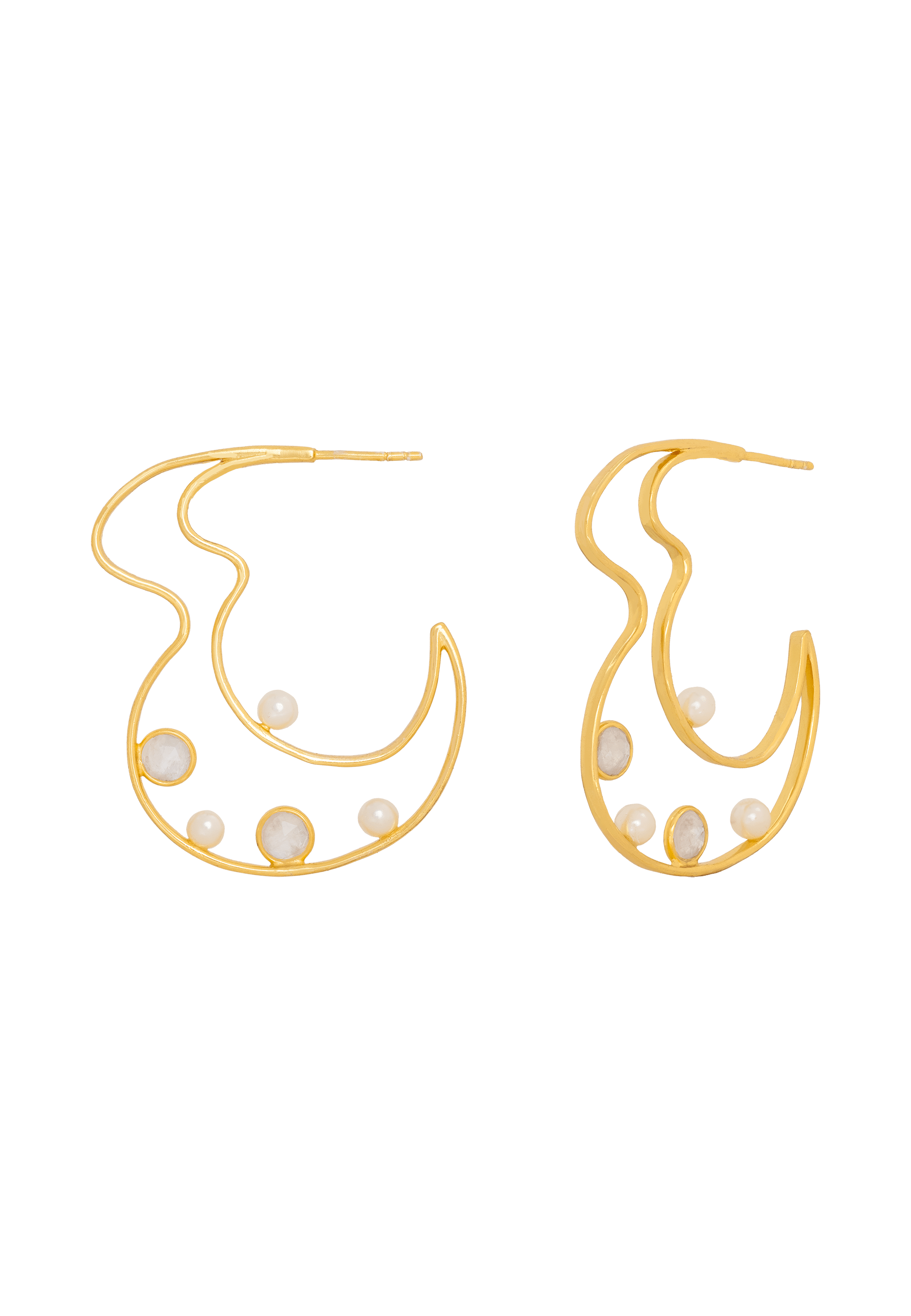 Lavani Jewels Women's Gold / White Lyra Pearl Hoop Earrings In Gold