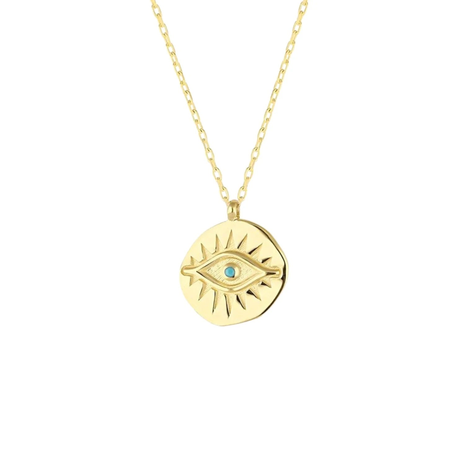 Women’s Eye Coin Sterling Silver Evil Eye Necklace - Gold Spero London