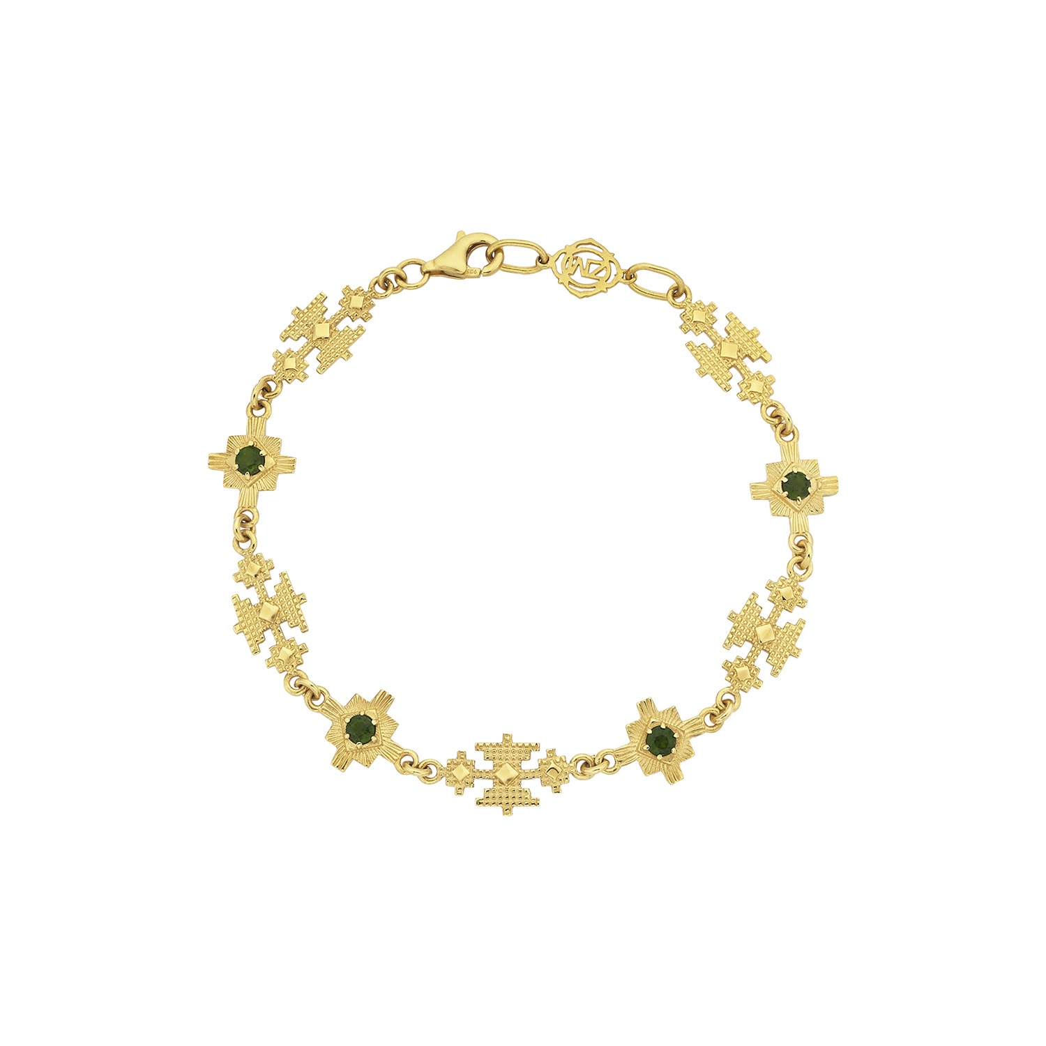 Zoe And Morgan Women's Gold / Green Ayllu Bracelet Gold Chrome Diopside