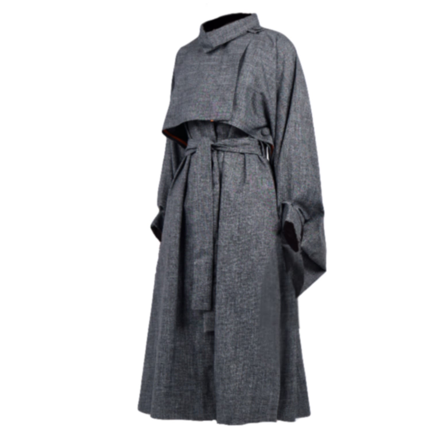 Famiuo Women's Grey Choqa Two Pieces Versatile Trenchcoat Gray