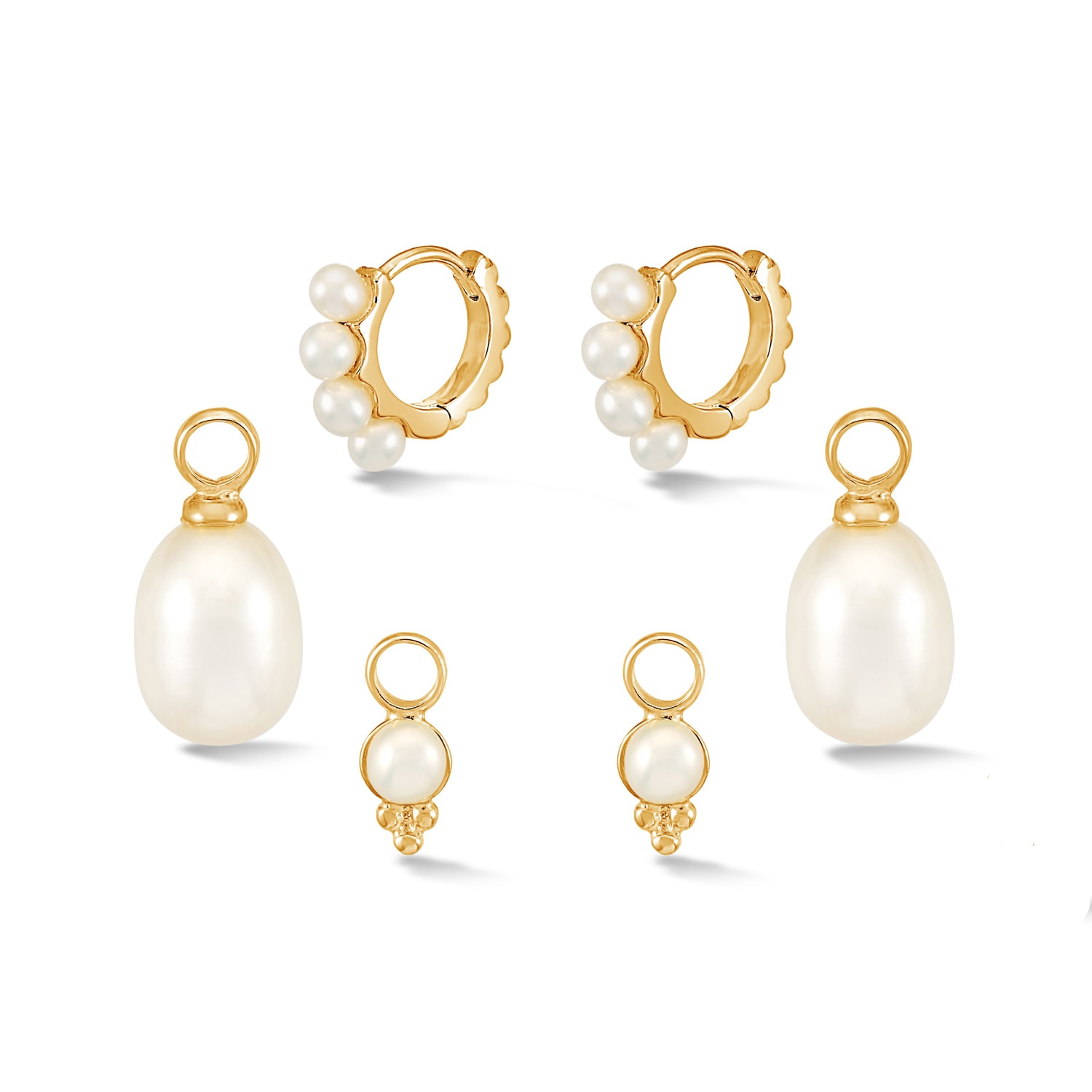 Dower & Hall Women's Gold Timeless Pearl Hoops Set In Vermeil In Gold