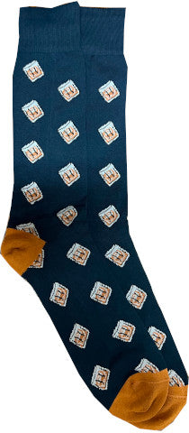 Men’s Blue Whiskey Business Socks One Size Lazyjack Press