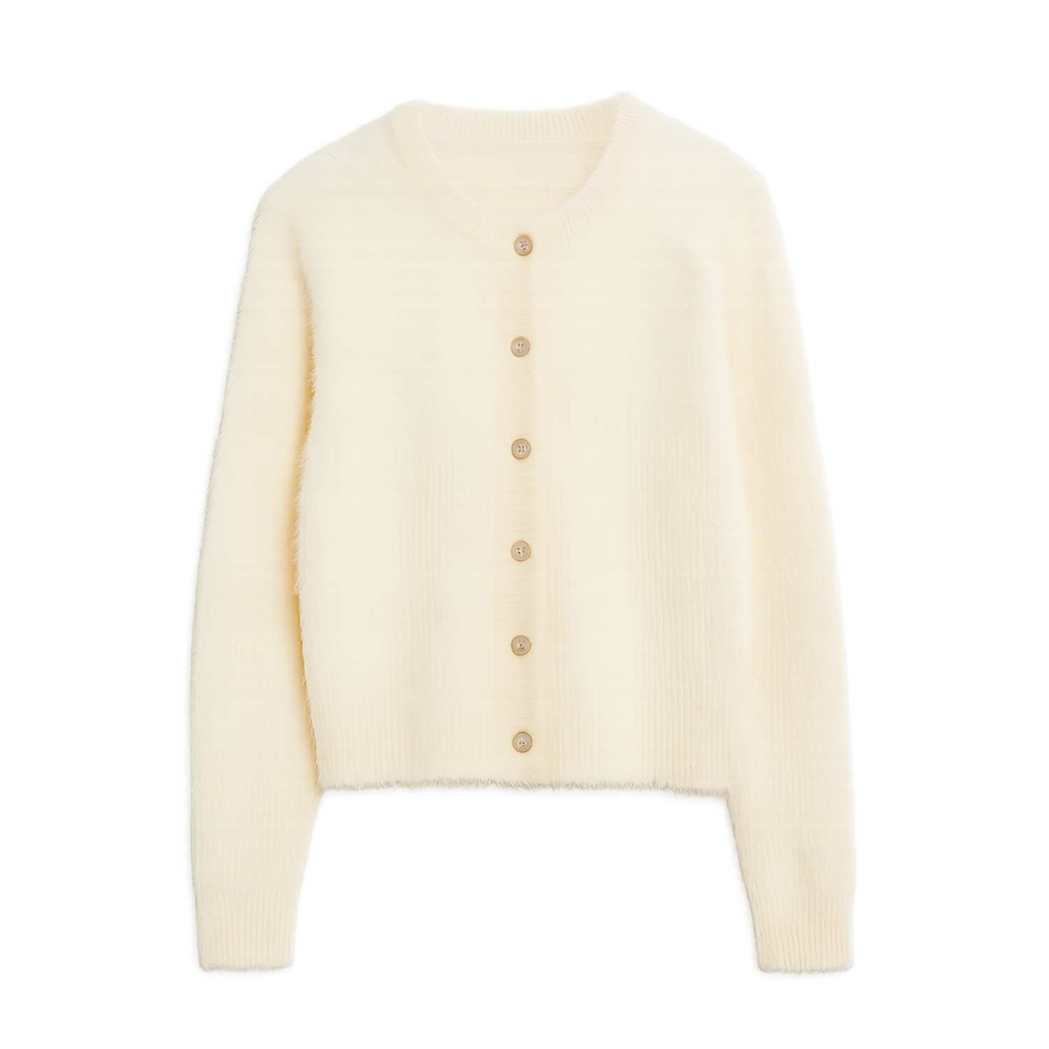 Yumi Ivory Eyelash Knit Cropped Cardigan / Neutrals | Yumi | Wolf