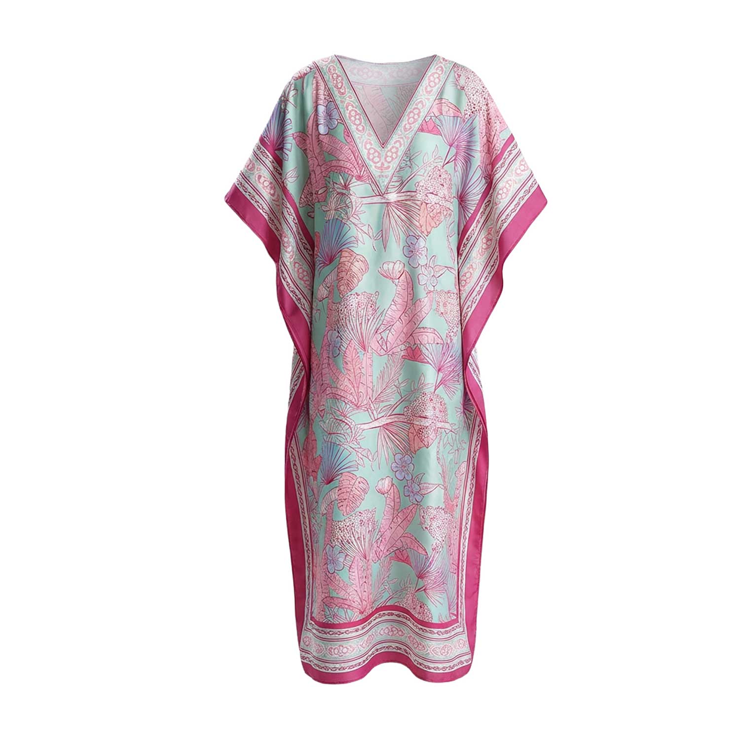 Women's Purple / Pink Agua Silky Touch Abaya Kaftan | One Size | Loveist Mağazasi