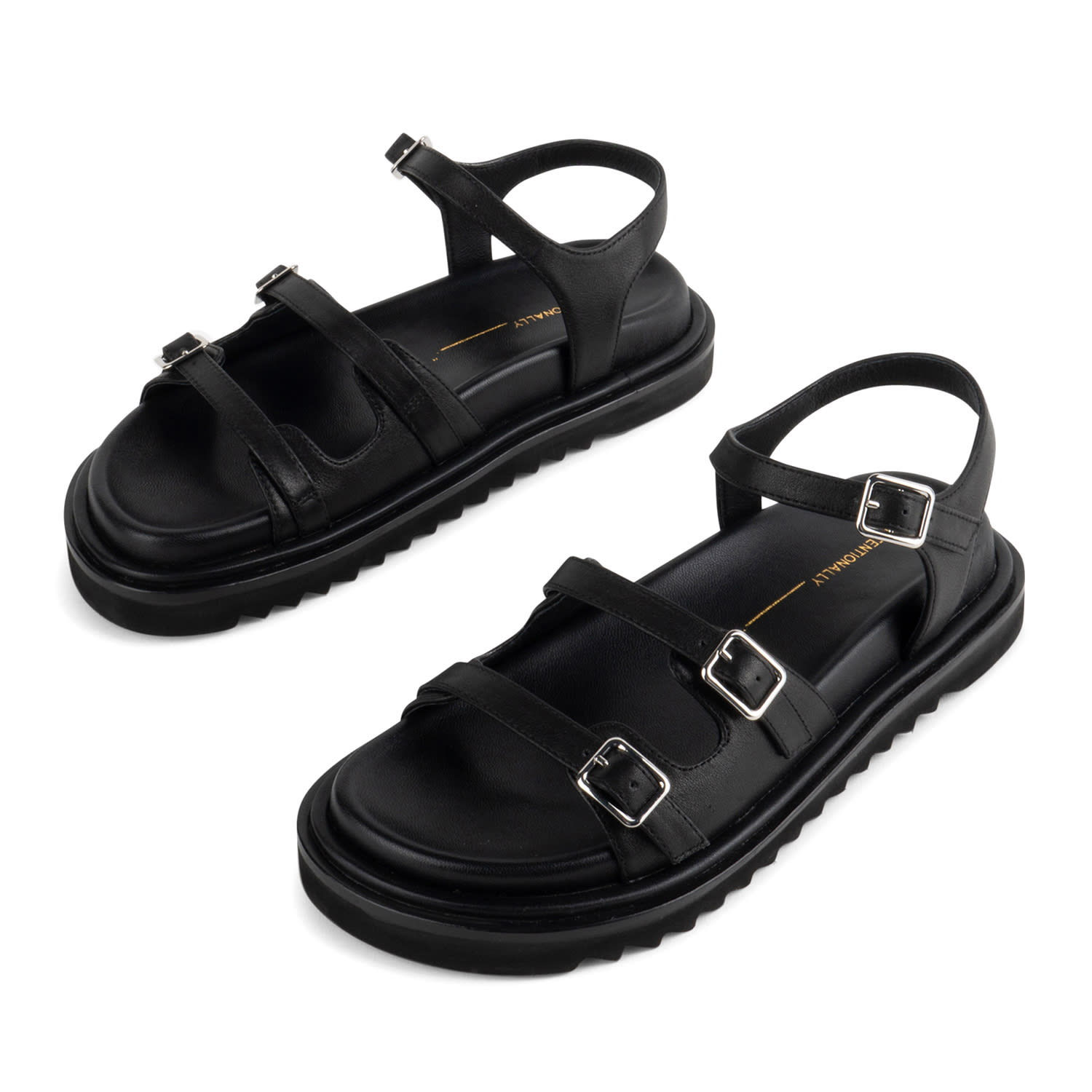 Intentionally Blank Women's Ricoya Leather Sandal- Black In Black