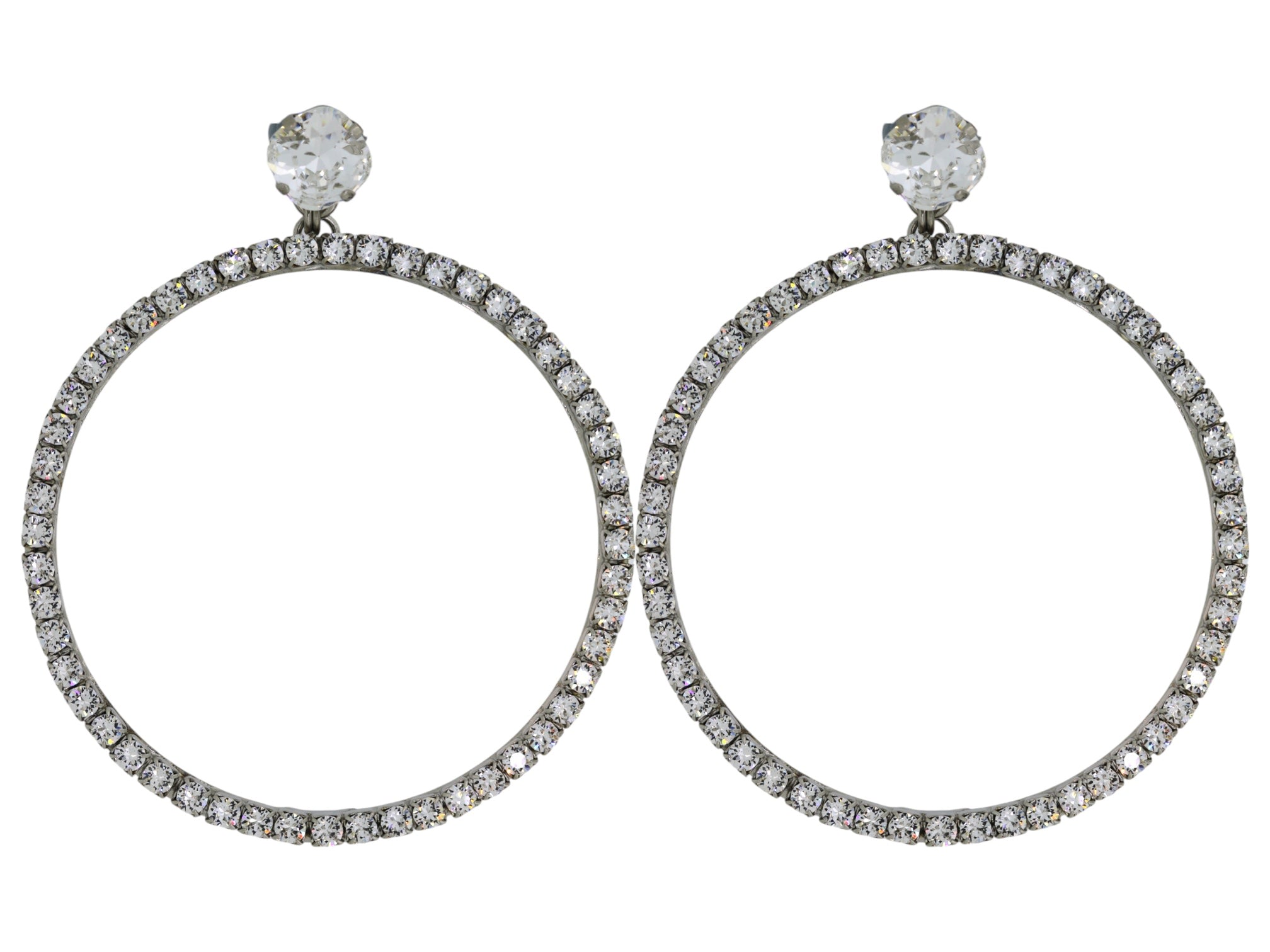 Vickisarge Women's Neutrals The Large Clear Hoop Earrings In Platinum - Clip