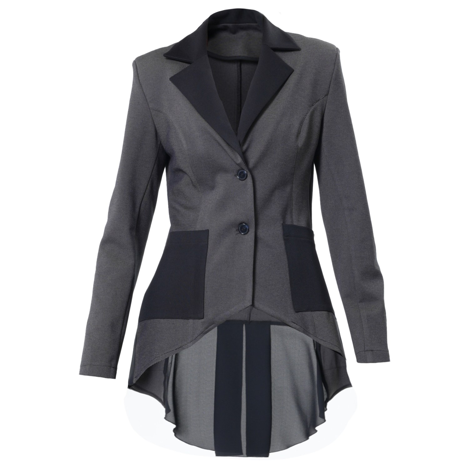 Metamorphoza Women's Asymmetric Blazer With Chiffon At The Back