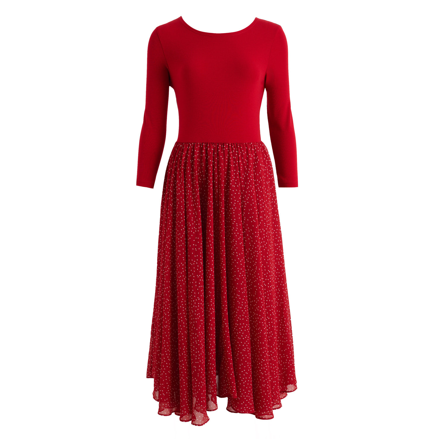 Women's Huxley Raindrop Jersey Top Printed Circle Skirt Midaxi Dress - Red | Medium | Louche