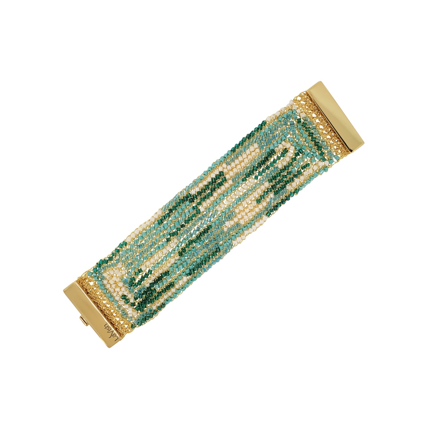 Lavish By Tricia Milaneze Women's Gold / Blue / Green Ocean Teal Mix Signature Handmade Crochet Bracelet In Gray