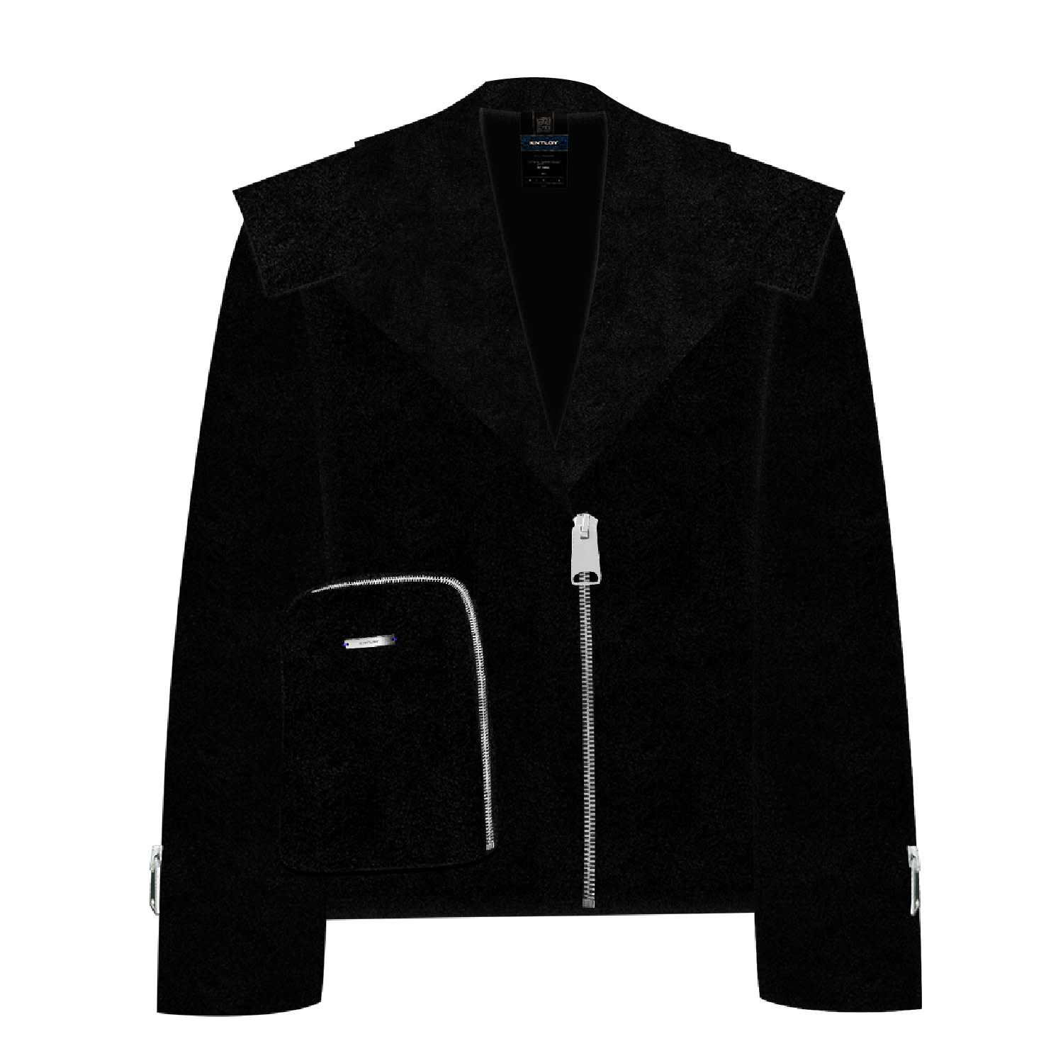 Women’s Black Kntlgy Velvet Fuse Zipped Blazer S