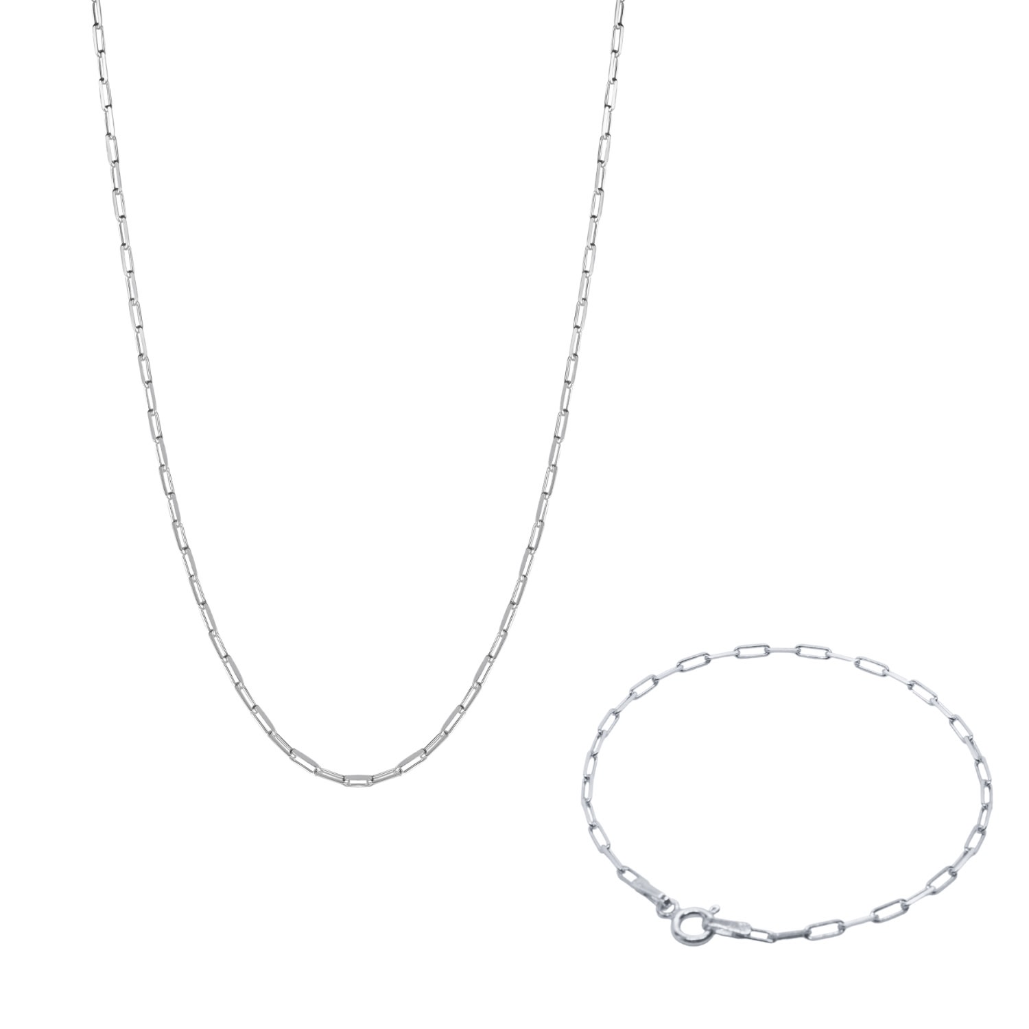 Spero London Women's Rectangular Sterling Silver Chain Bracelet & Necklace Set - Silver In Silver