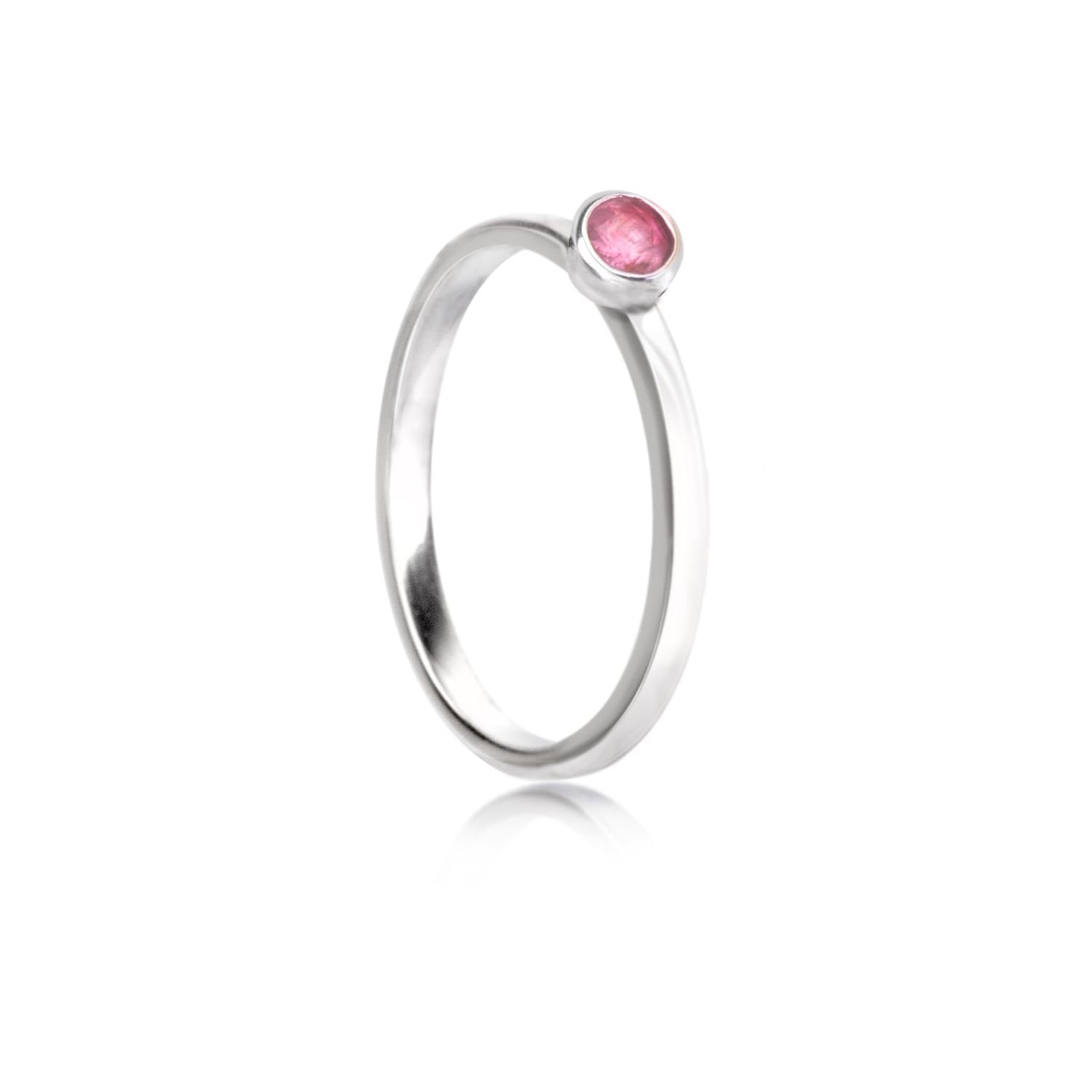 The Jewellery Store London Women's Silver / Pink / Purple October Birthstone Stackable Ring With Pink Tourmaline Gemstone In Si