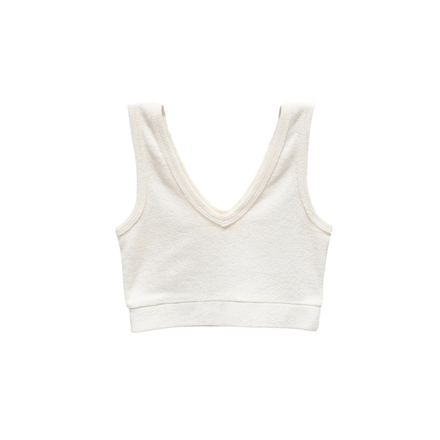 One Of Us Women's White / Neutrals Terry Looks Sweet V-neck Towelling Bralette - Cloud In White