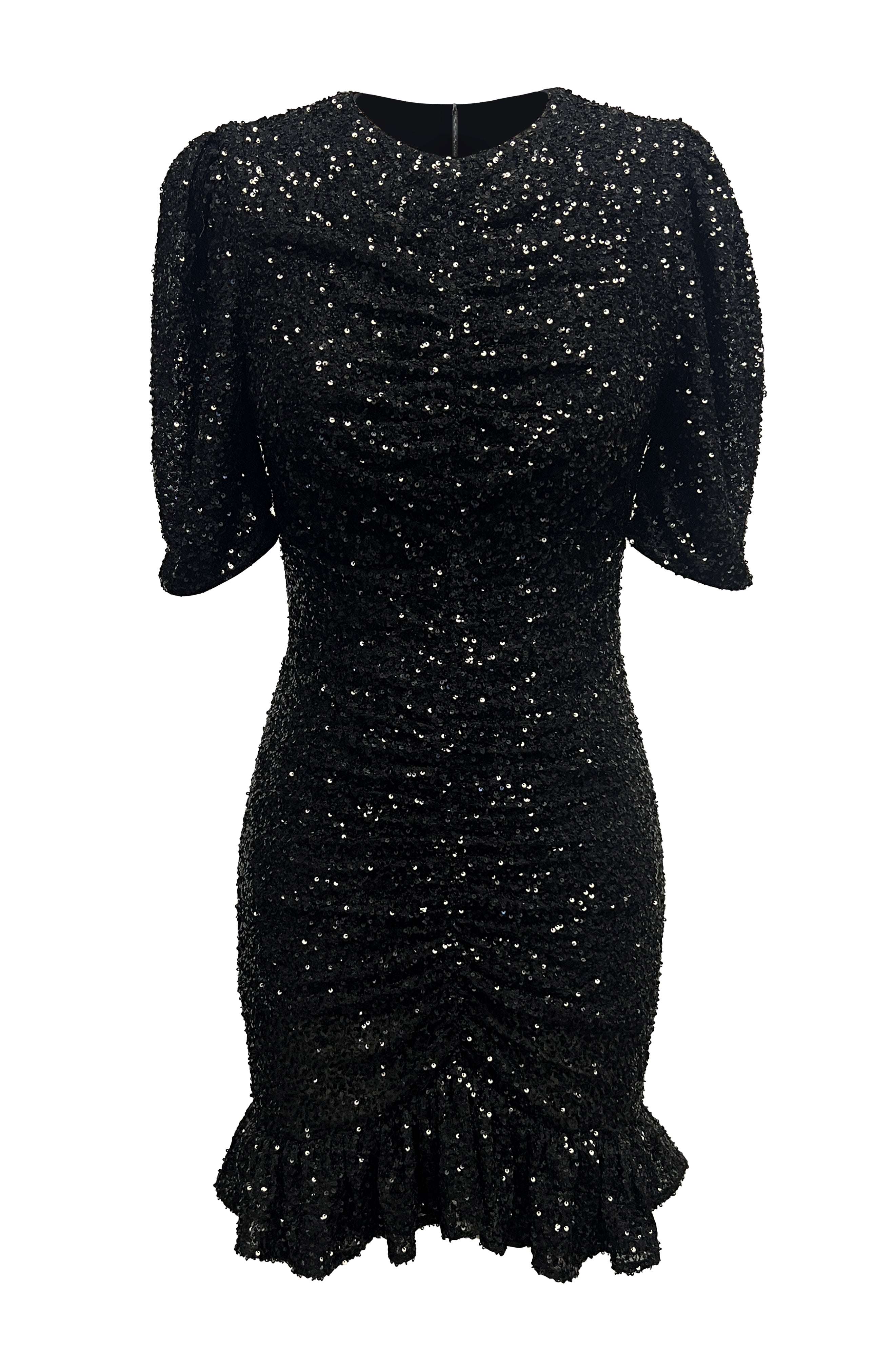 Dress The Population Women's Chandler Black Puff Sleeve Sequin Mini Dress In Black