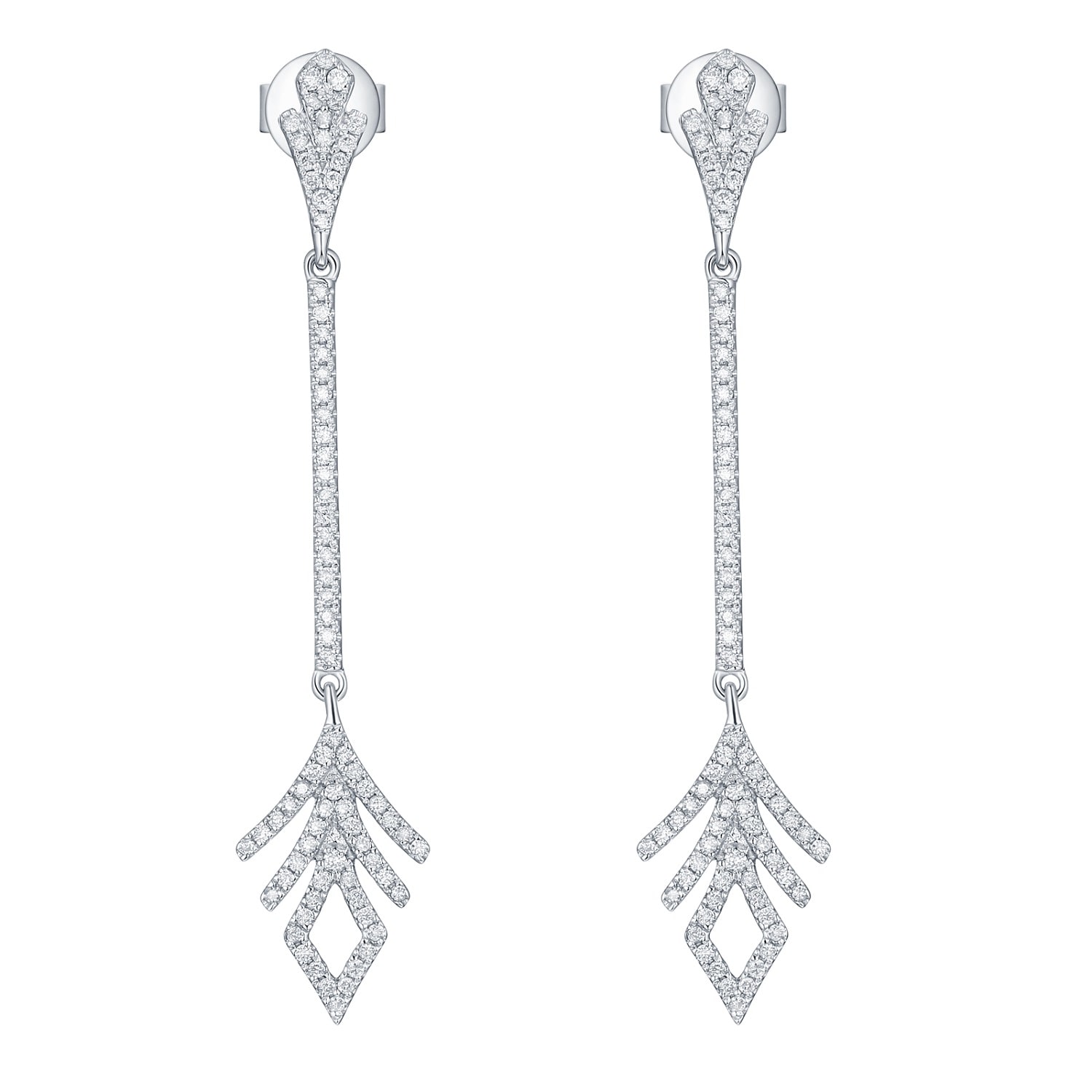 Artisan Women's Natural Diamond Designer Dangle Earrings In White Gold
