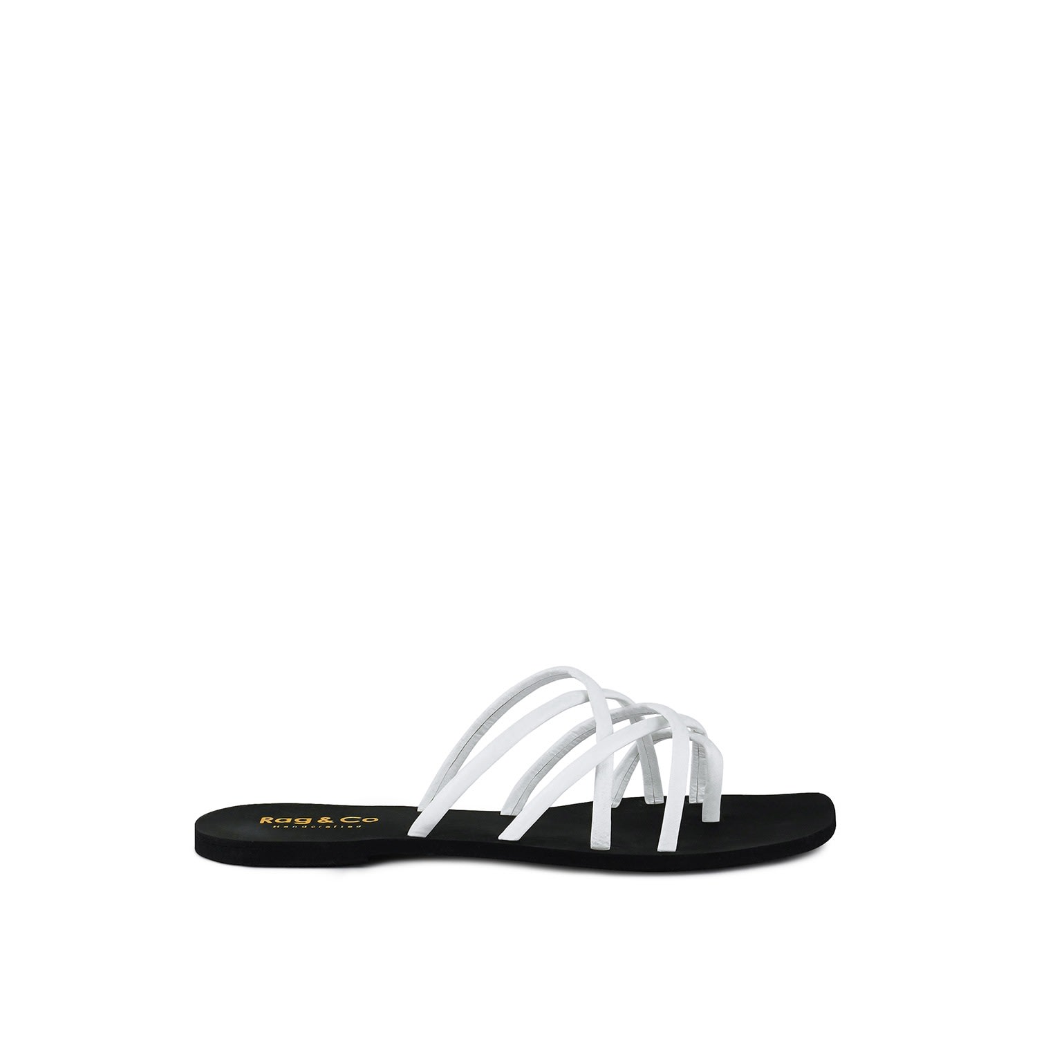 Women’s Sweetin White Strappy Flat Slip On Sandals 6.5 Uk Rag & Co.