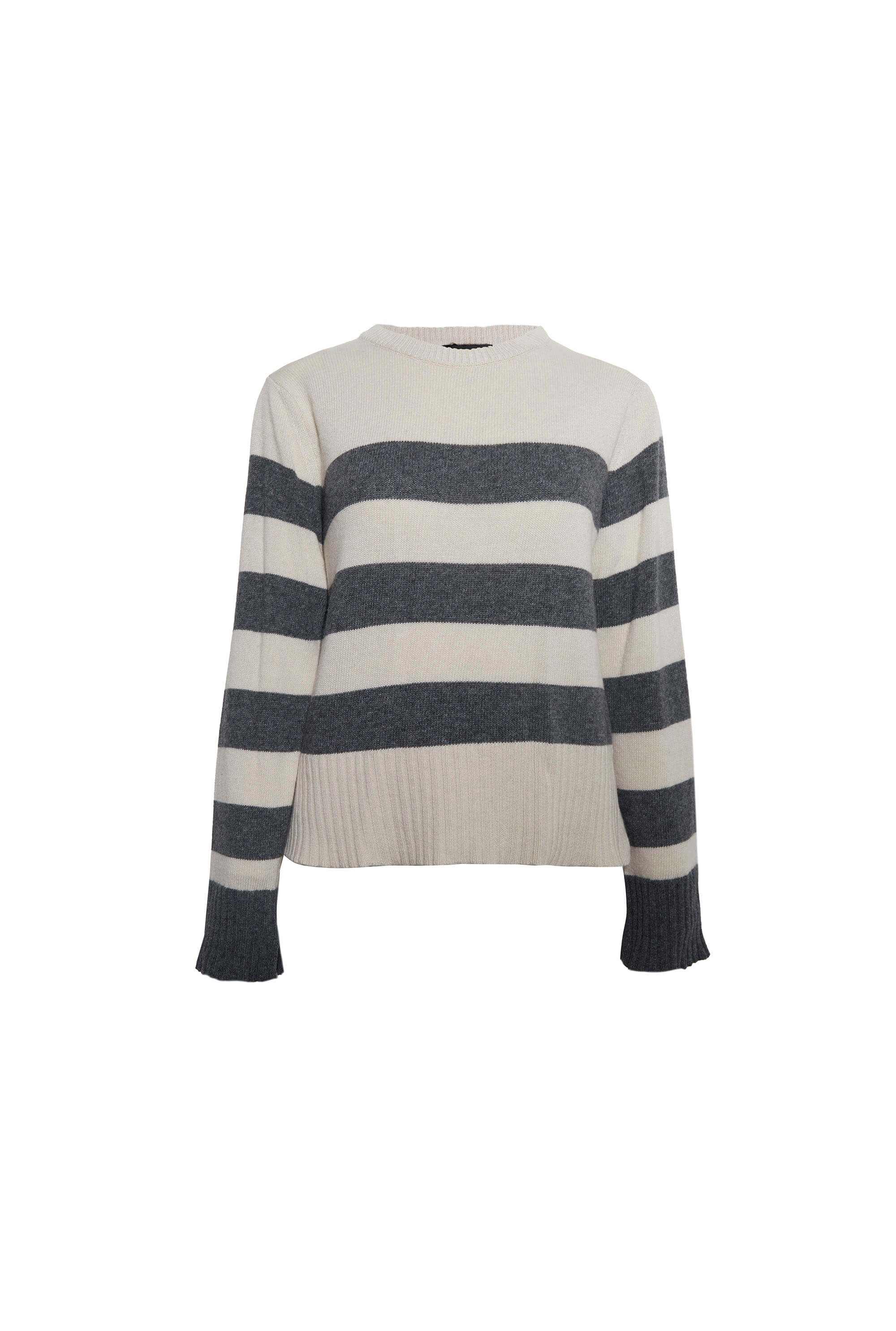 Women’s Grey Breton Striped Jumper Extra Large James Lakeland