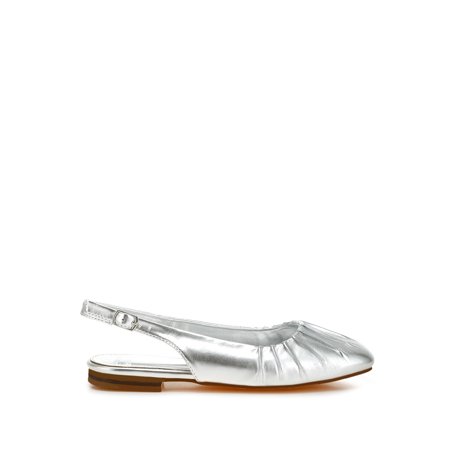 Rag & Co Women's Berni Metallic Square Toe Flat Slingbacks In Silver In Silver