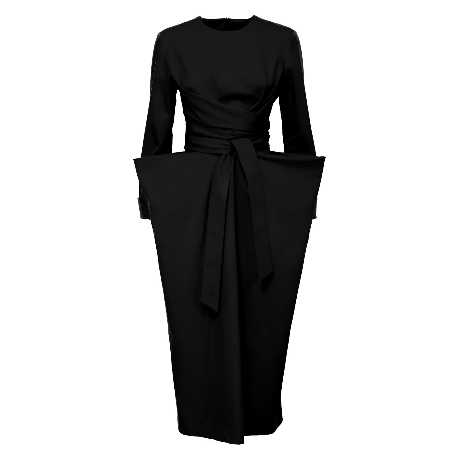 Women’s Designer Midi Dress With Belt - Black Extra Large Julia Allert
