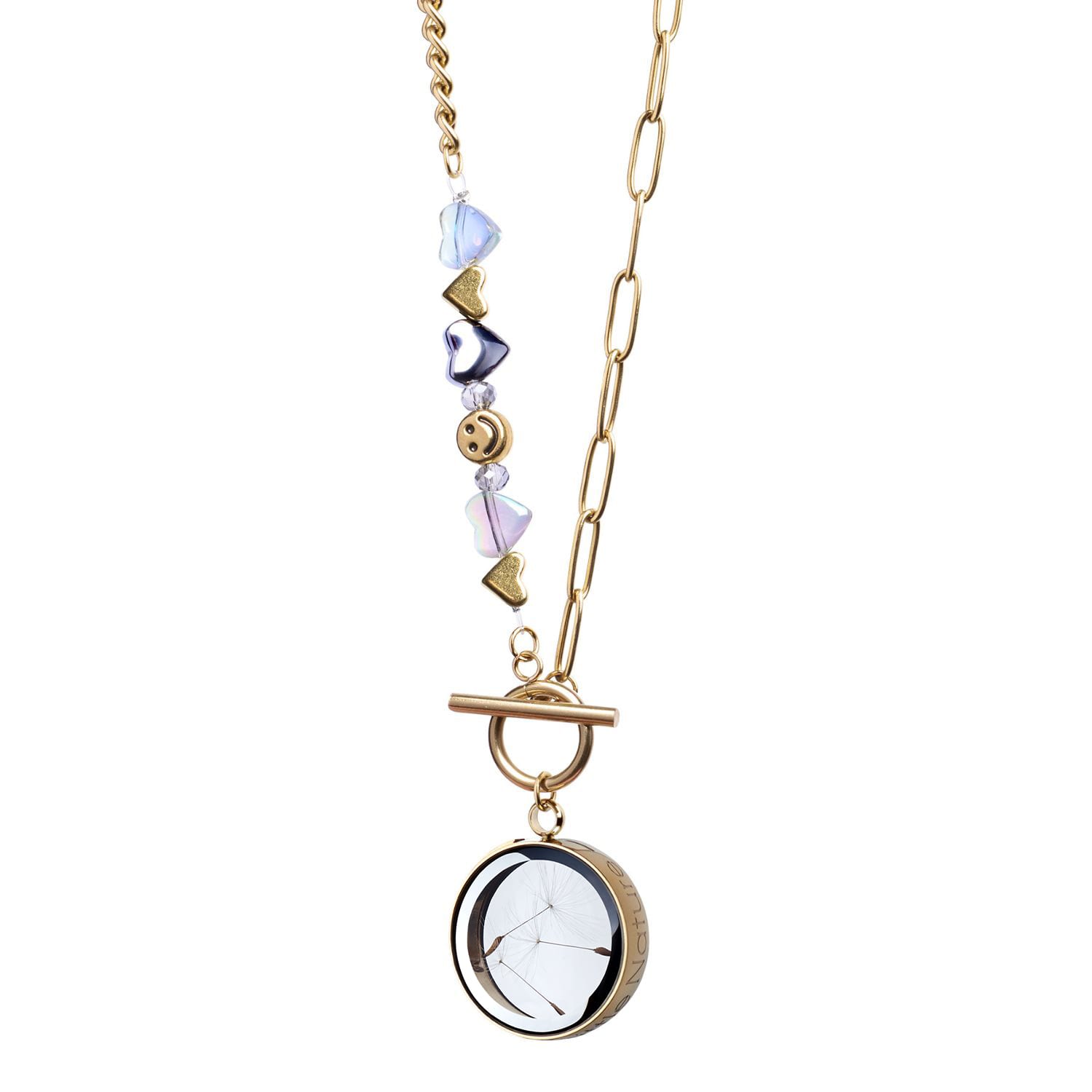My Little Nature Women's Dandelion Necklace With Beaded Chain 18k Gold Plated Chain