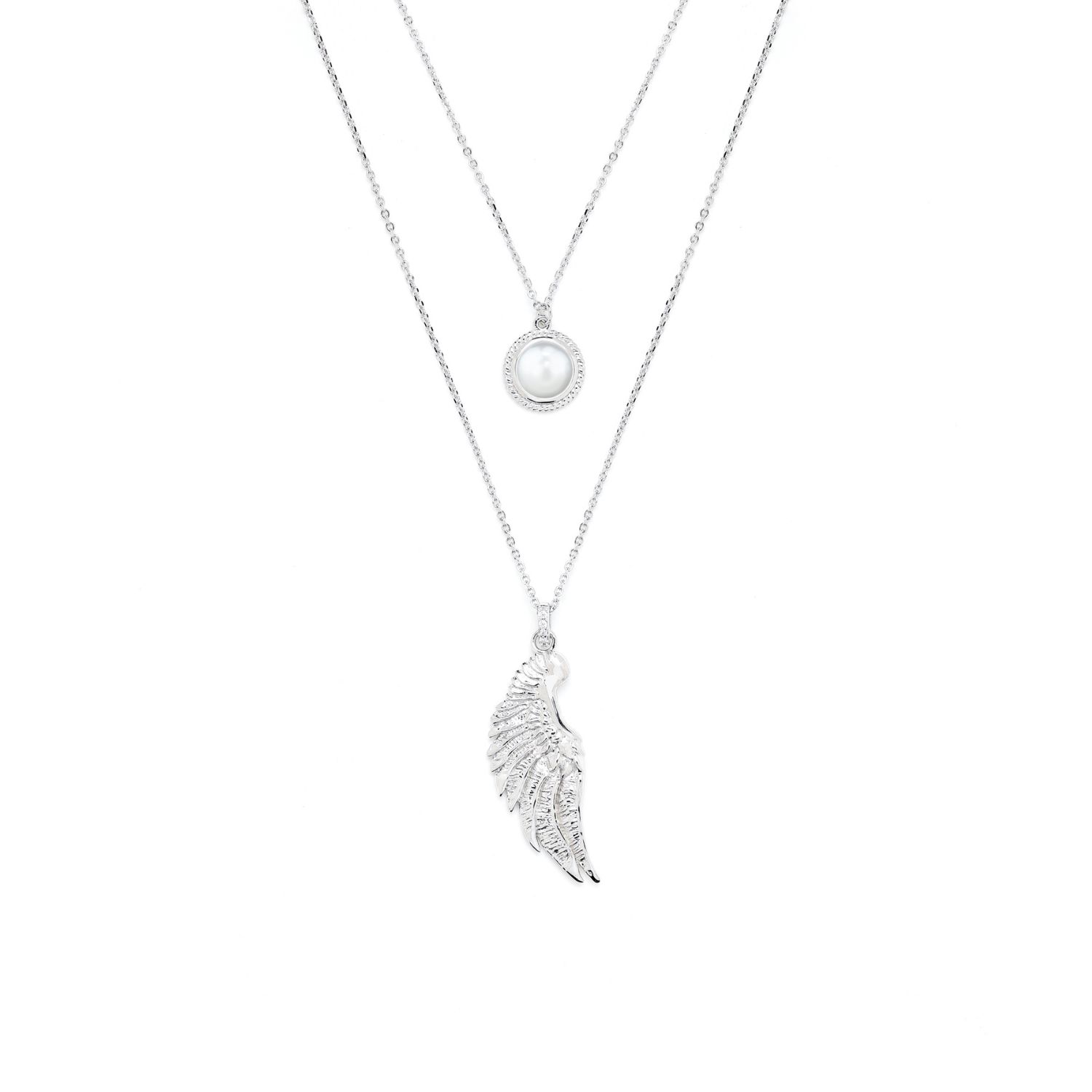 Seven Saints Women's Silver Archangel Gabriel Angel Of Communication Necklace, White Rhodium, Clear Quartz In Metallic