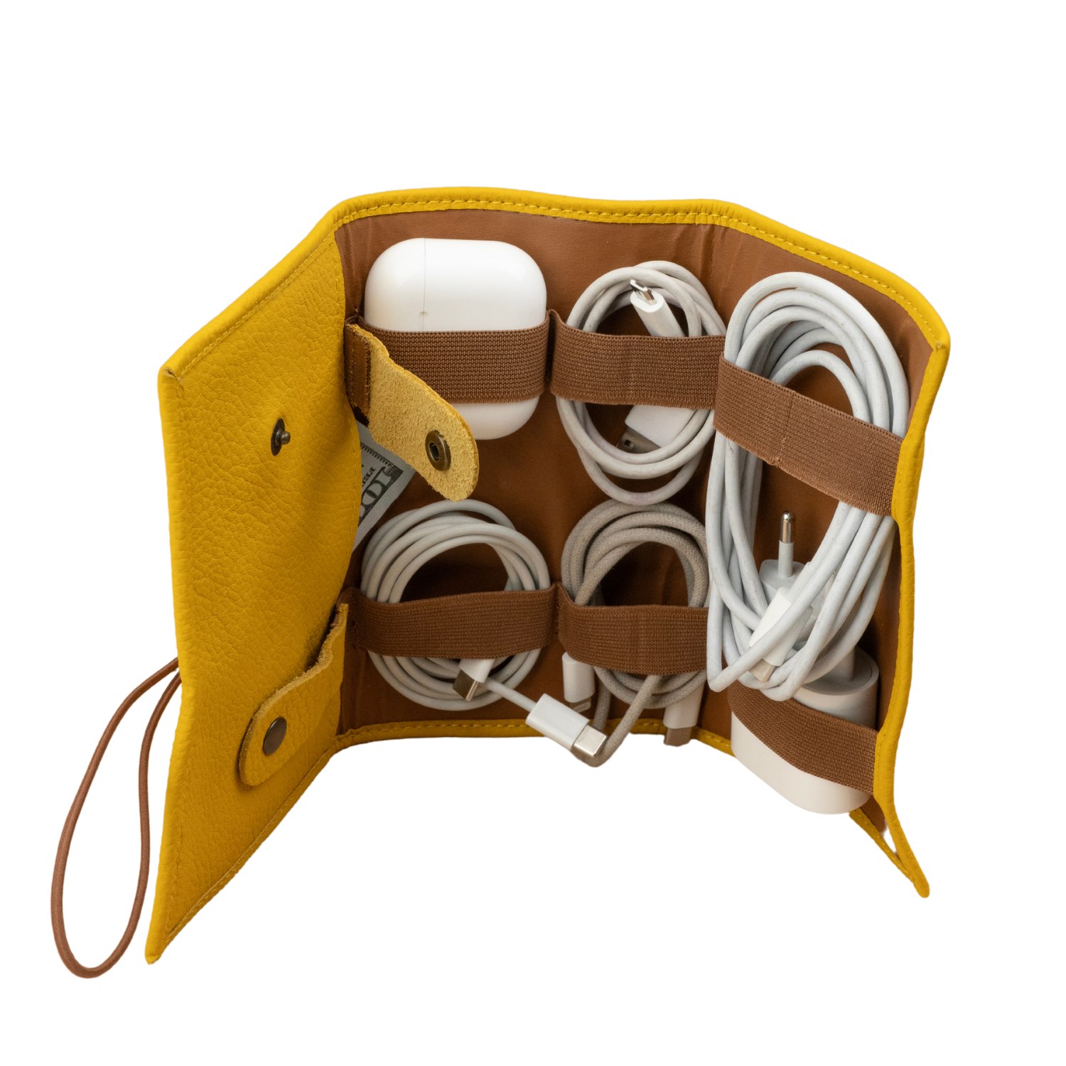 Leathere Leather Yellow Travel Tech Organizer - Riverside