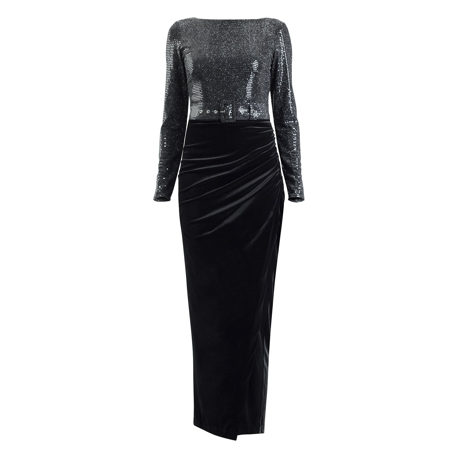 Women’s Black Garbo Sequin And Velvet Dress Extra Small Meem Label