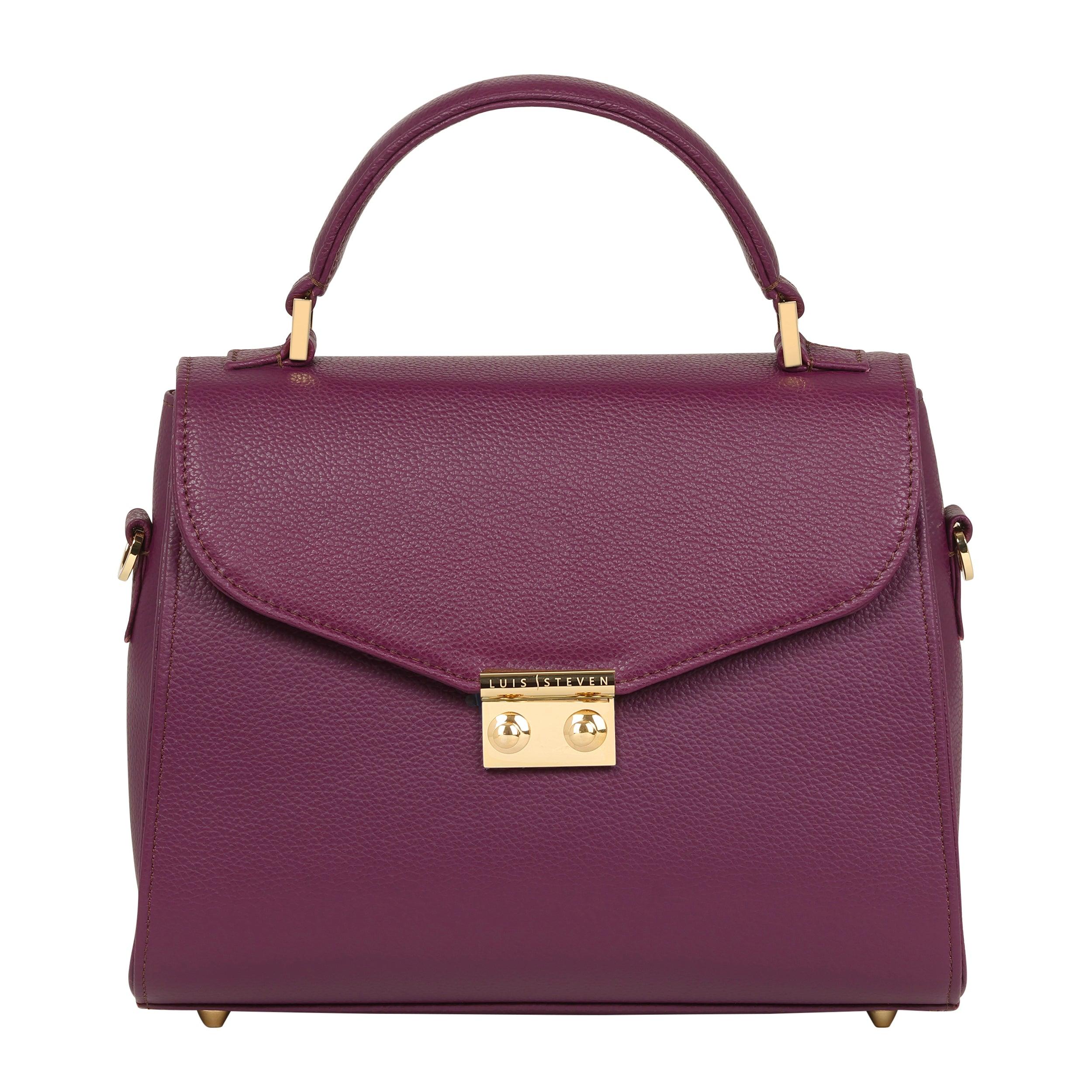 LUIS STEVEN WOMEN'S RED MAXINE TOP HANDLE - BURGUNDY PEBBLE LEATHER