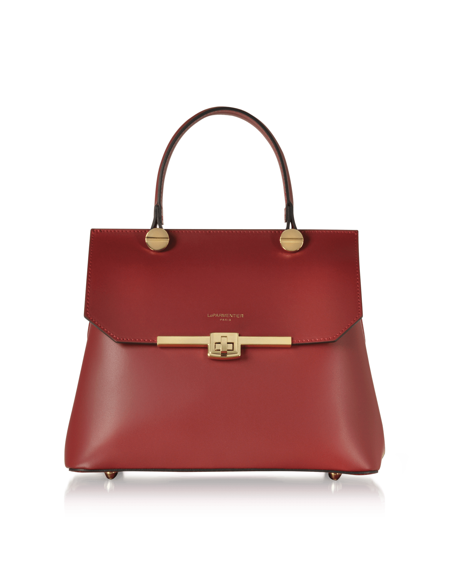 Le Parmentier Women's Atlanta Top Handle Satchel Bag W/shoulder Strap - Dark Red In Red