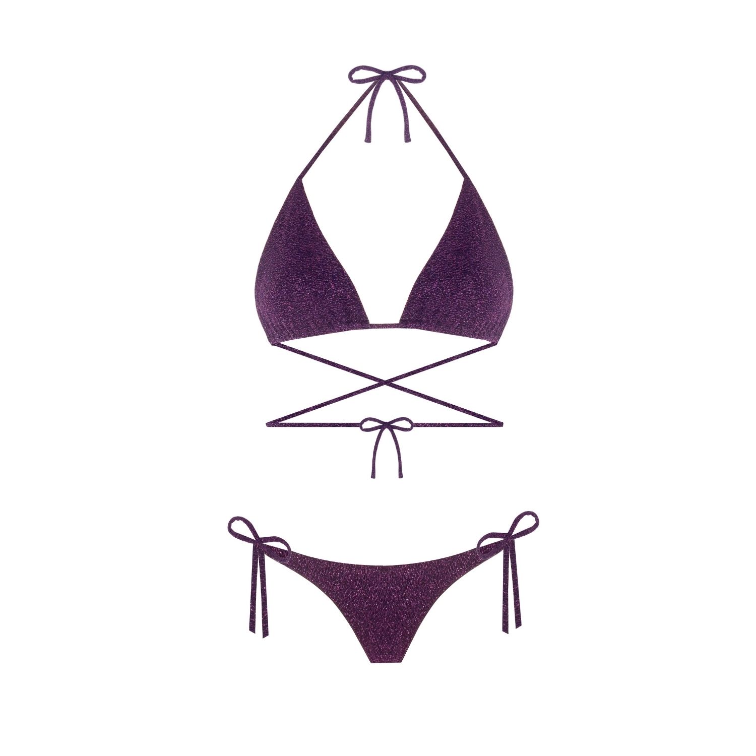Women's Triangle Sparkle Purple Bikini Set | Medium | Nur Karaata