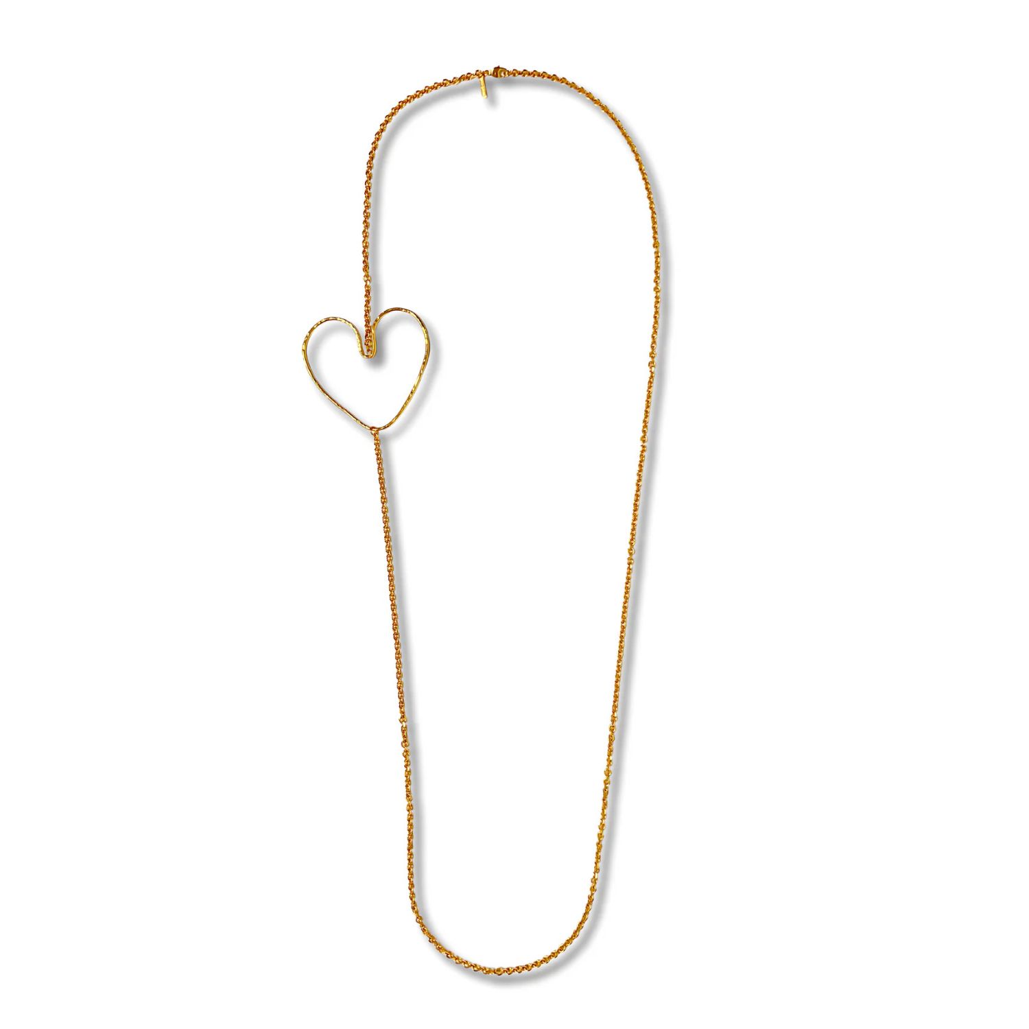 Jaredjamin Women's Gold Fluttering Heart Chain Long Necklace