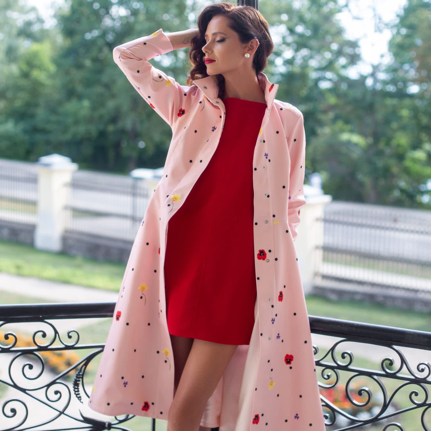 Fitted & Flared Coat With A-Line Skirt In Pink: Cotton Candy