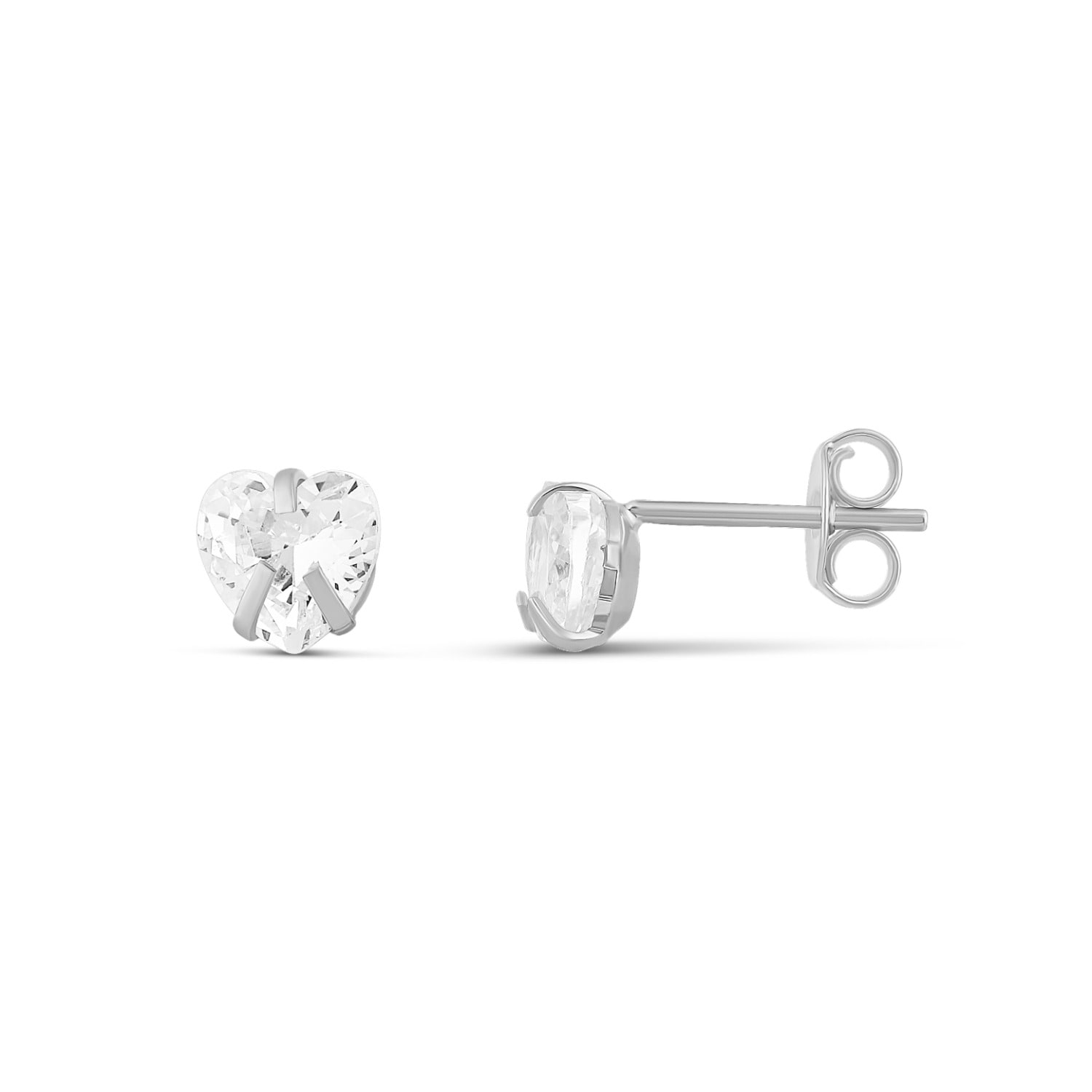Shymi Women's Heart Prong-set Mini Studs - Silver In Silver