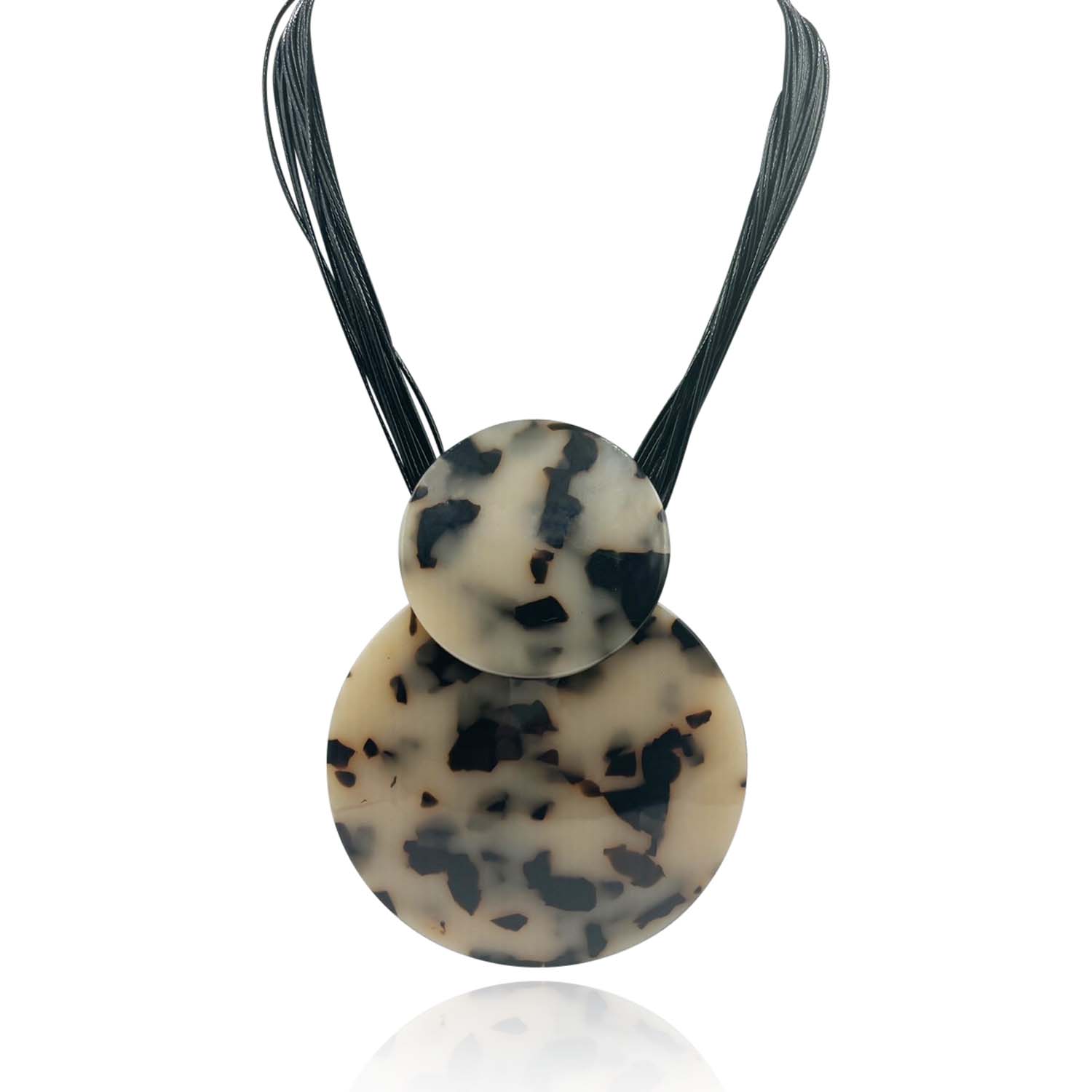Michael Nash Jewelry Women's Black / Brown / Neutrals Ivory And Shades Of Brown And Black Disc Necklace