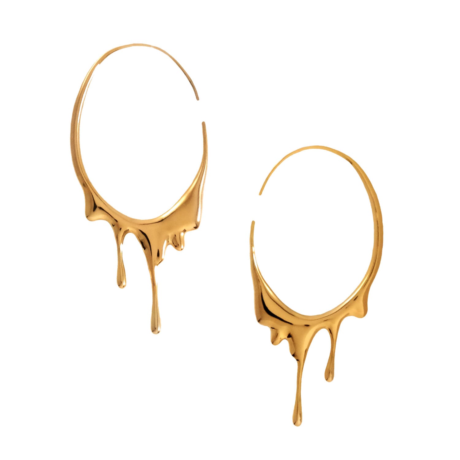 Dripping Oval M Gold Hoops by MARIE JUNE Jewelry
