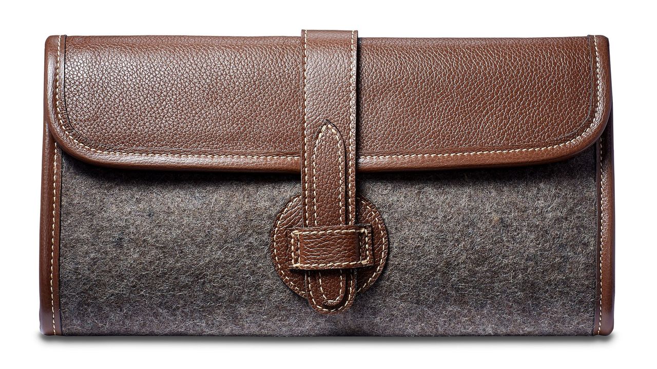 Women’s Adrian Clutch - Wool Blend - Brown Leather Modus Rio